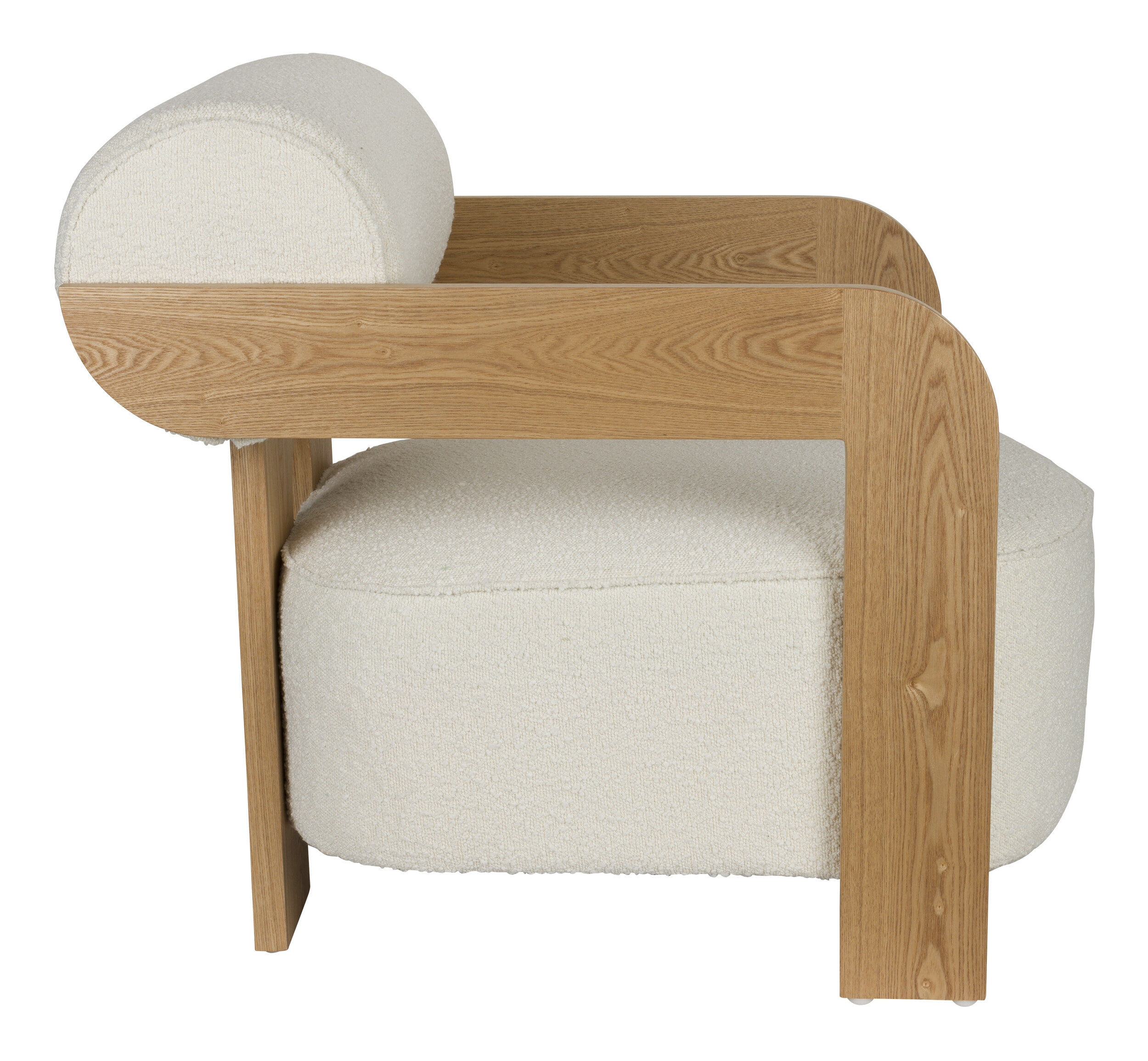 Zuiver Fauteuil 'Oolong' Bouclé en eikenhout, kleur Beige