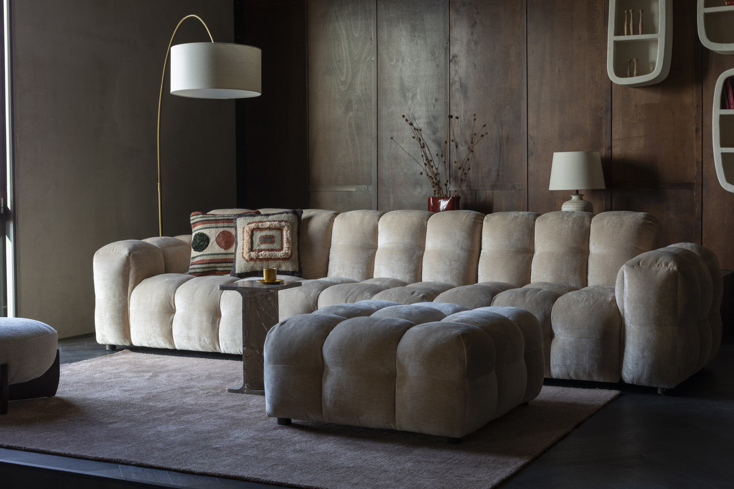 Dutchbone Hocker 'Hackman' Velvet, kleur Beige
