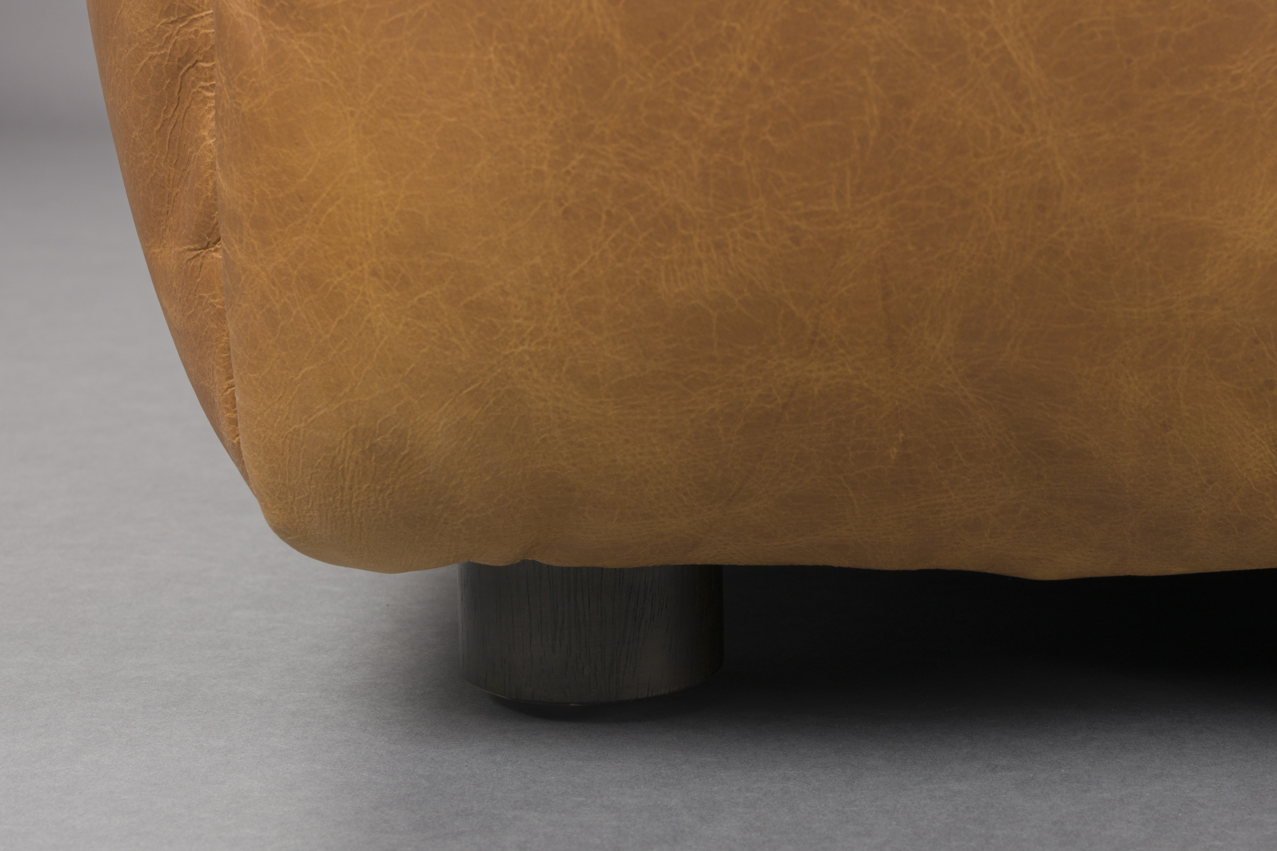Dutchbone Hocker 'Hackman' Leder, kleur Cognac