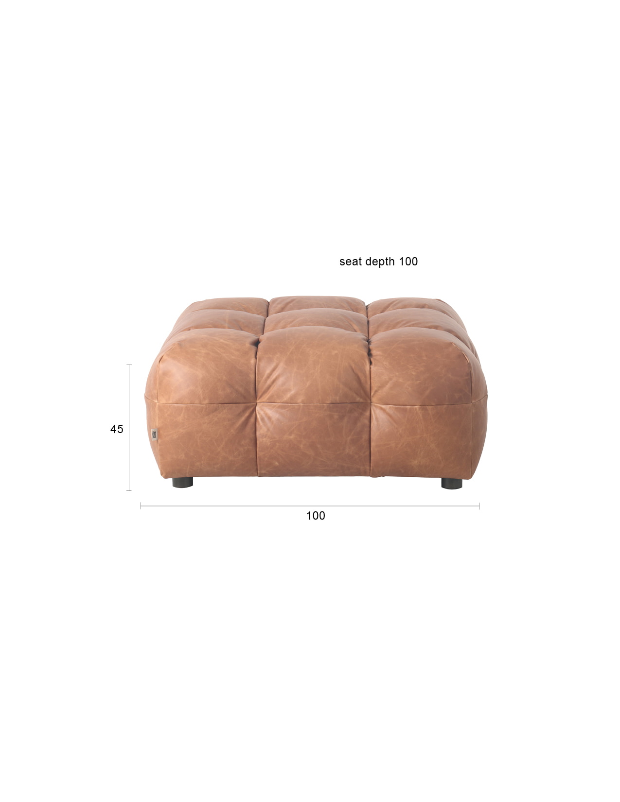 Dutchbone Hocker 'Hackman' Leder, kleur Cognac