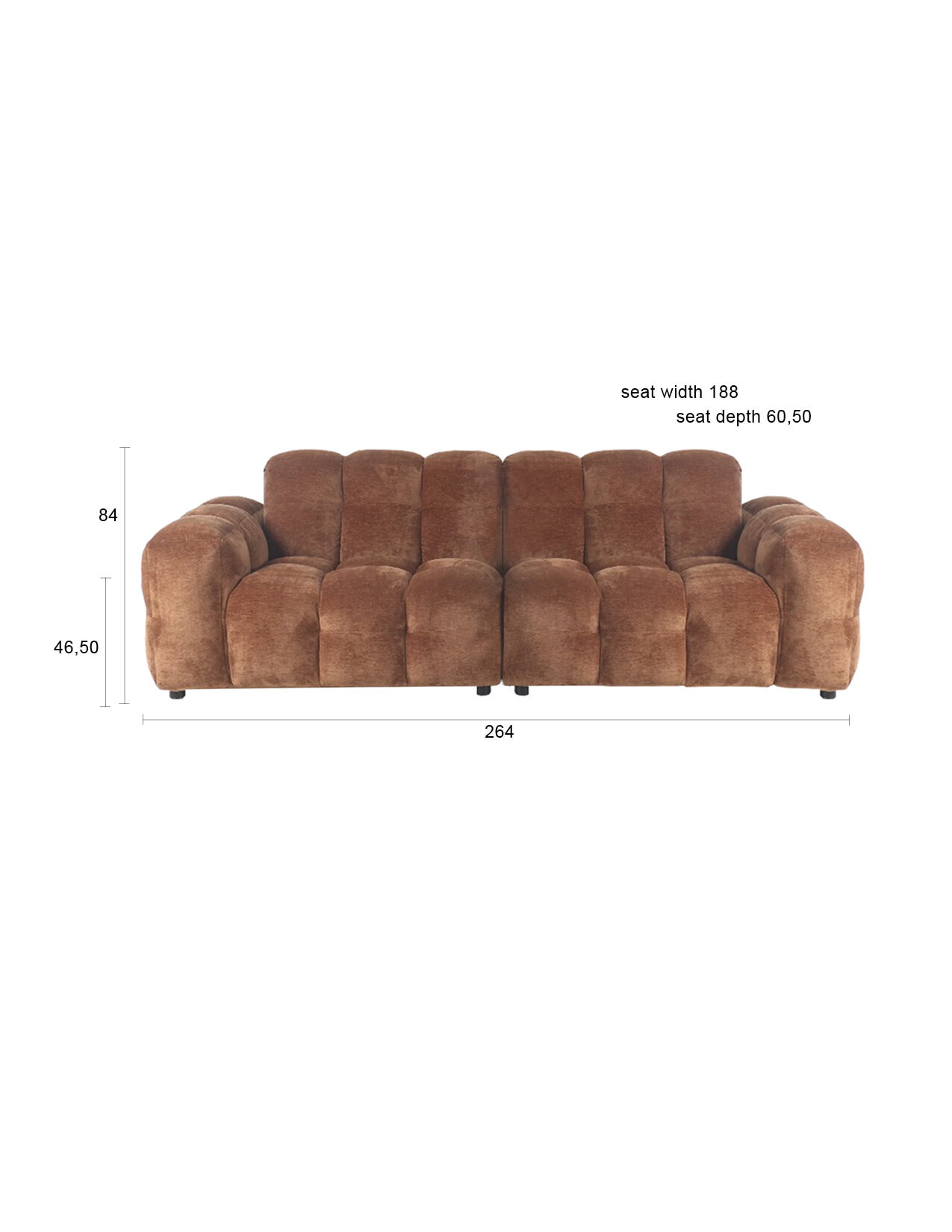 Dutchbone 3-zits Bank 'Hackman' Velvet, kleur Cognac