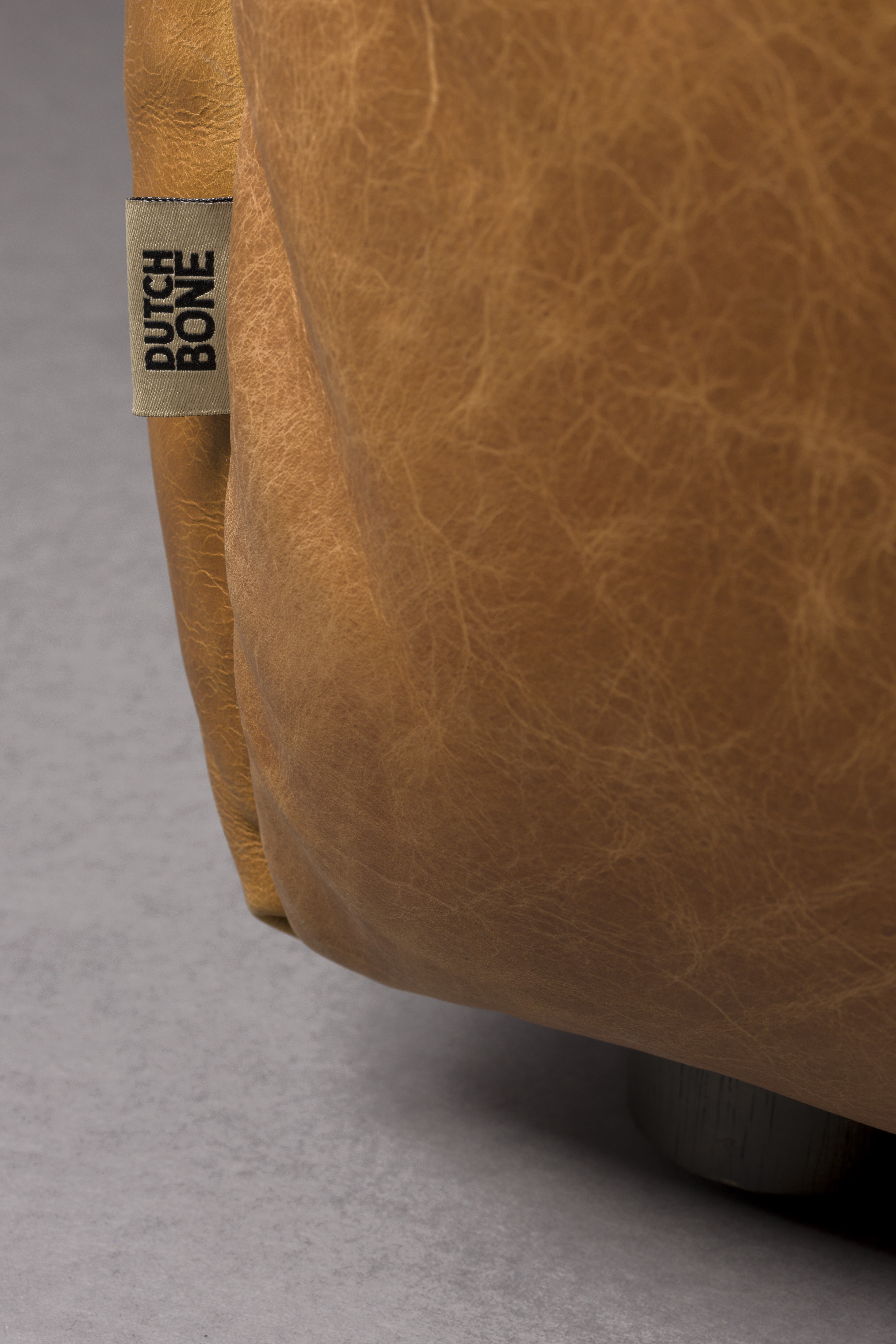 Dutchbone 3-zits Bank 'Hackman' Leder, kleur Cognac