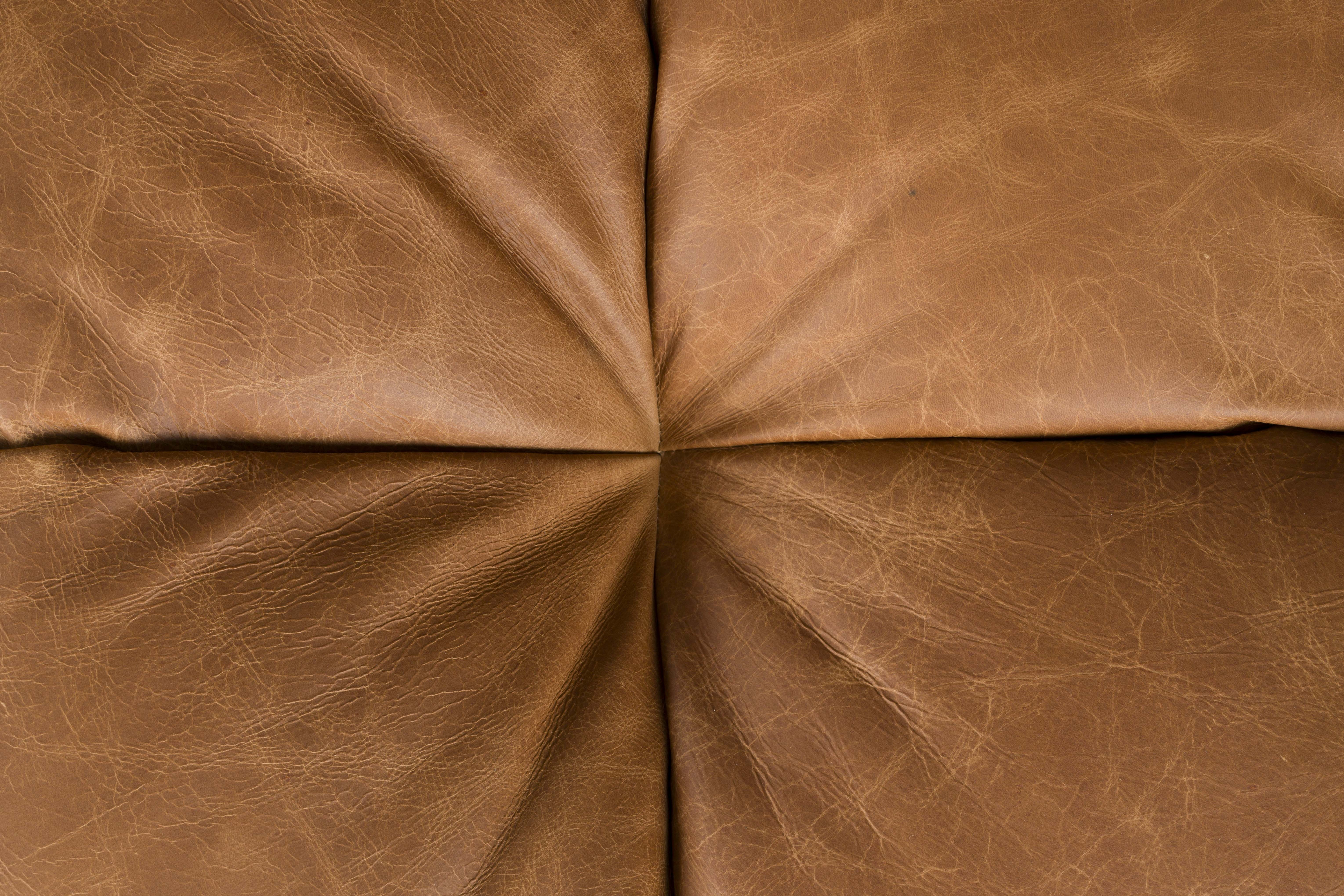 Dutchbone 3-zits Bank 'Hackman' Leder, kleur Cognac