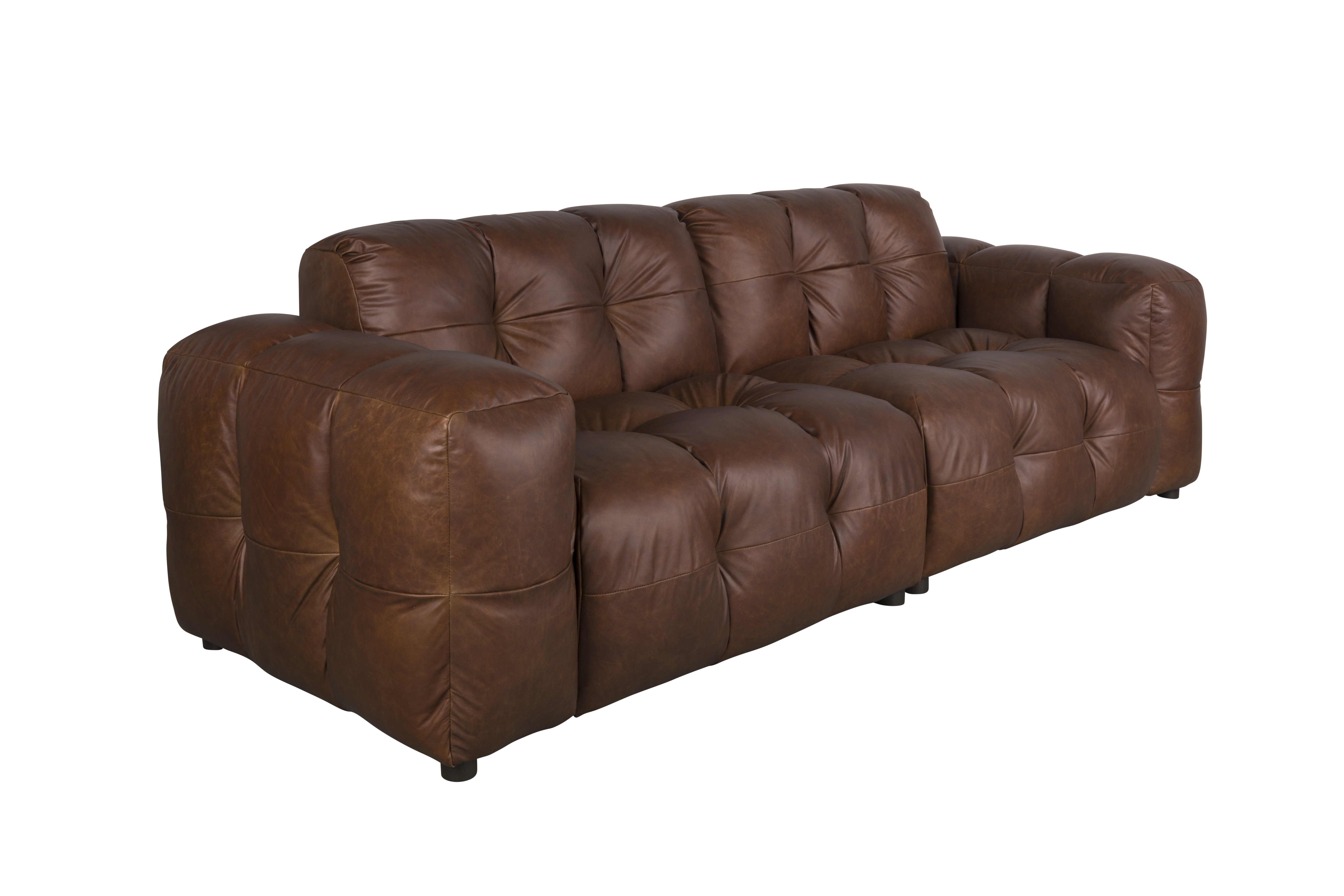 Dutchbone 3-zits Bank 'Hackman' Leder, kleur Chocolate