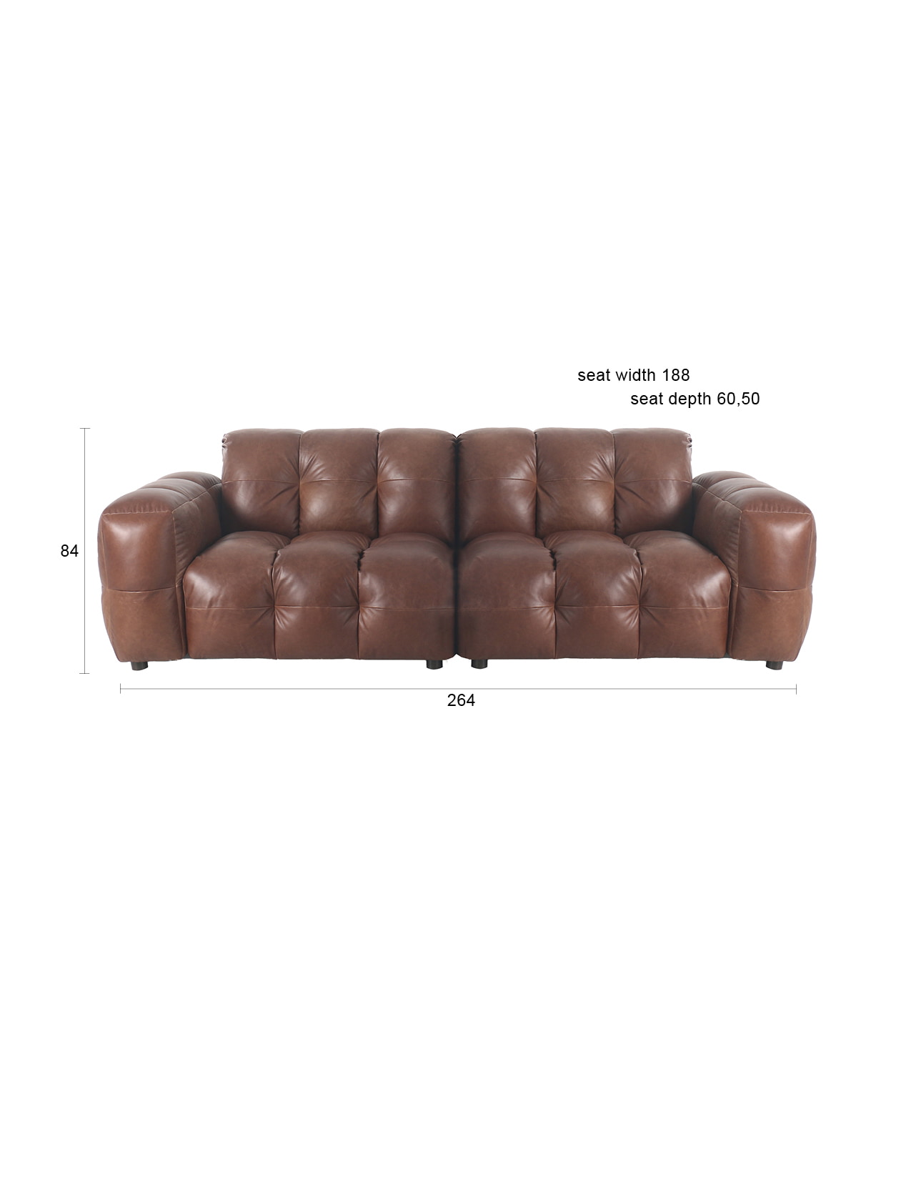 Dutchbone 3-zits Bank 'Hackman' Leder, kleur Chocolate