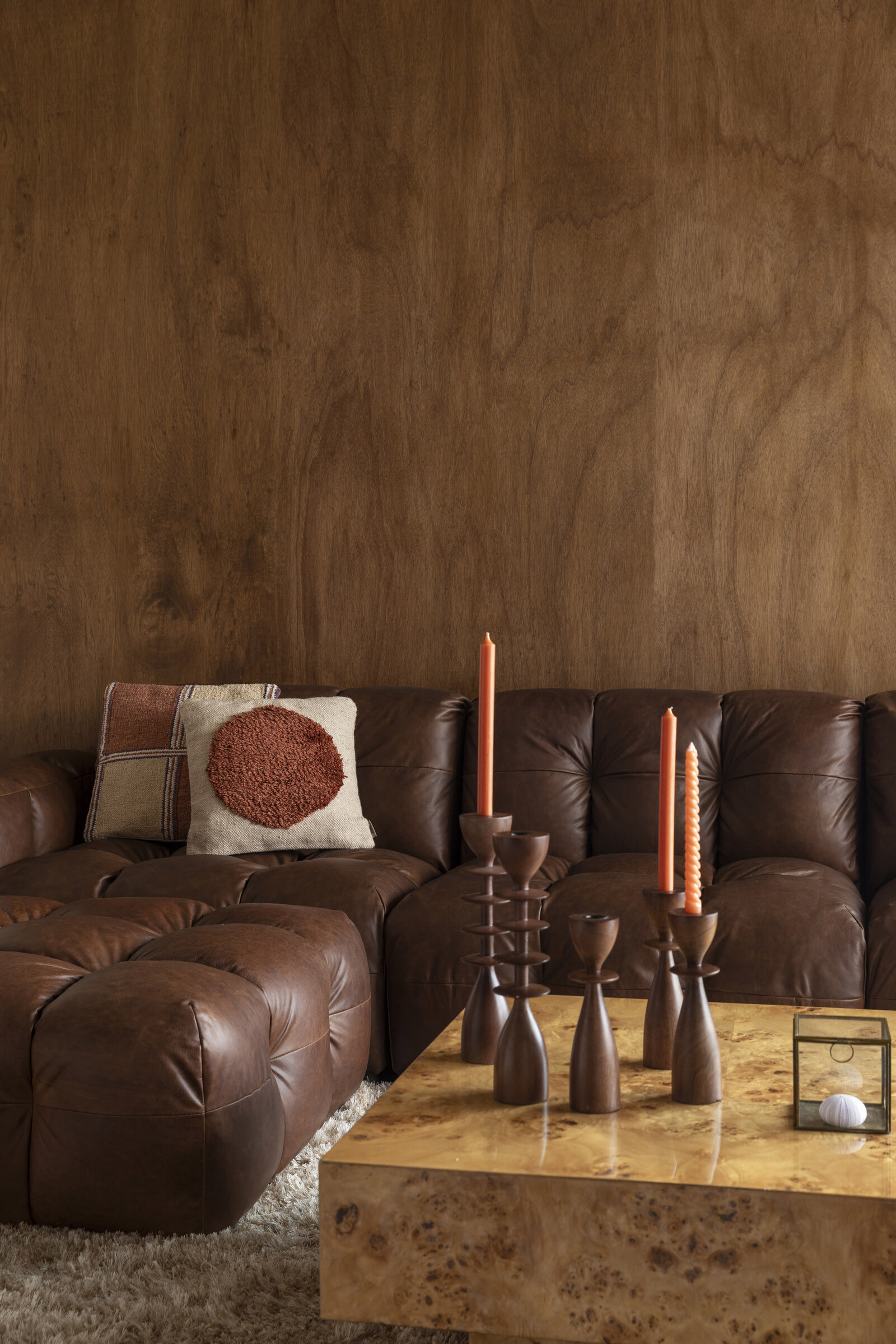 Dutchbone 4,5-zits Bank 'Hackman' Leder, kleur Cognac