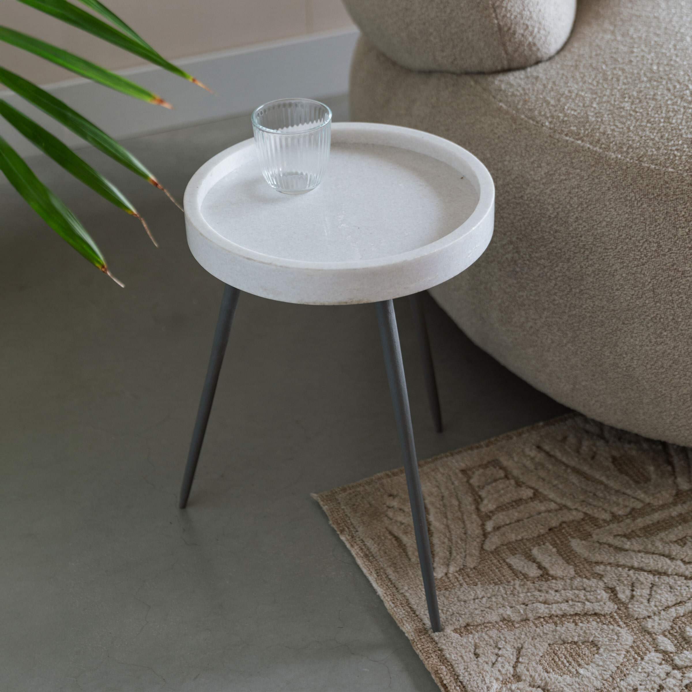 ZILT Ronde Bijzettafel Katheryne Marmer, 33cm - Wit