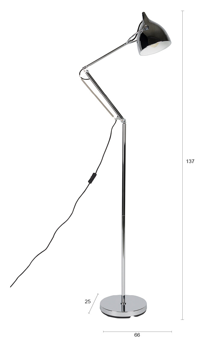 Zuiver Vloerlamp 'Reader' kleur Chrome