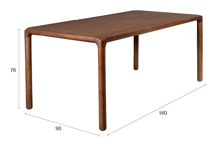 Zuiver Eettafel 'Storm' Essenhout, 160 x 90cm, kleur Walnoot