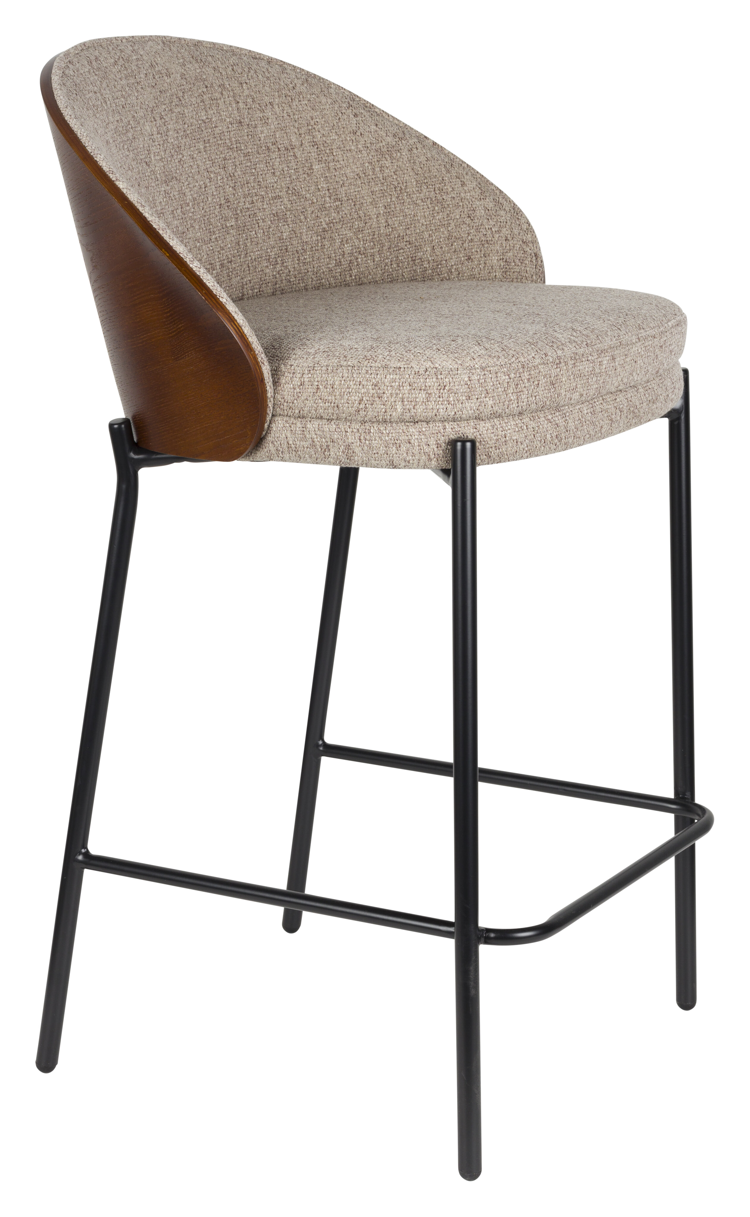 Dutchbone Barkruk Rodin Essenhout en stof - Beige (zithoogte 65cm)
