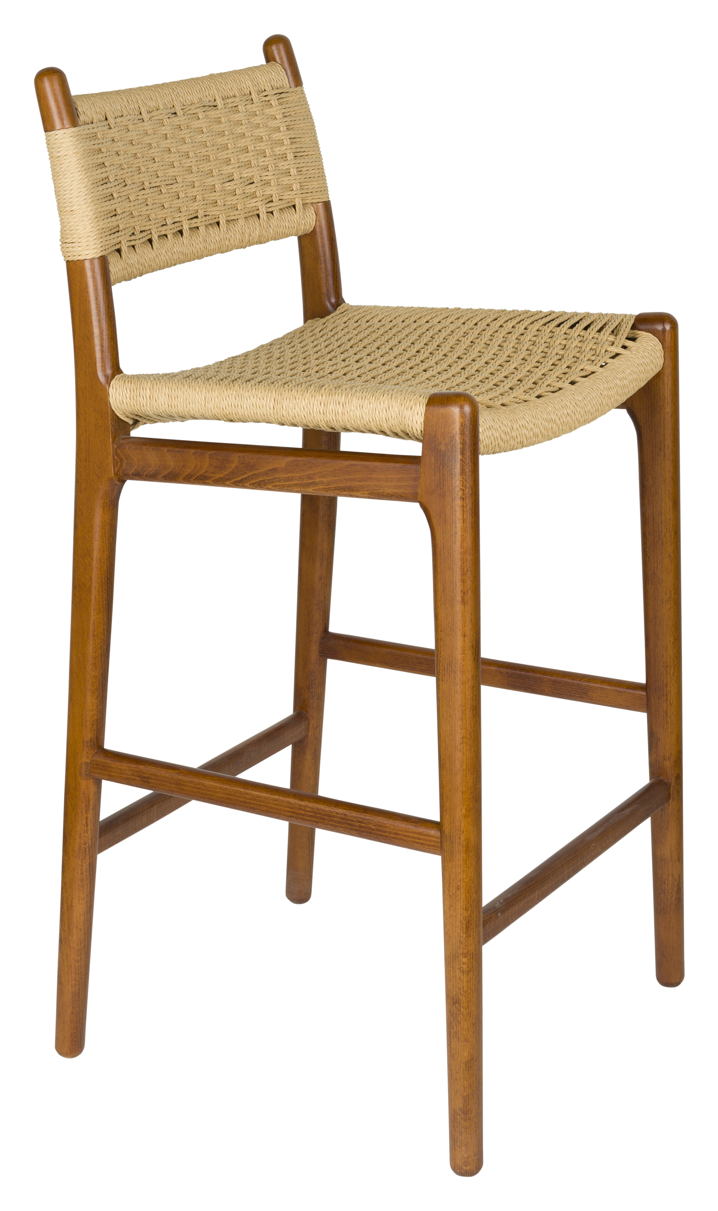 Dutchbone Barkruk Cecile Gevlochten papier - Walnoot (zithoogte 68cm)