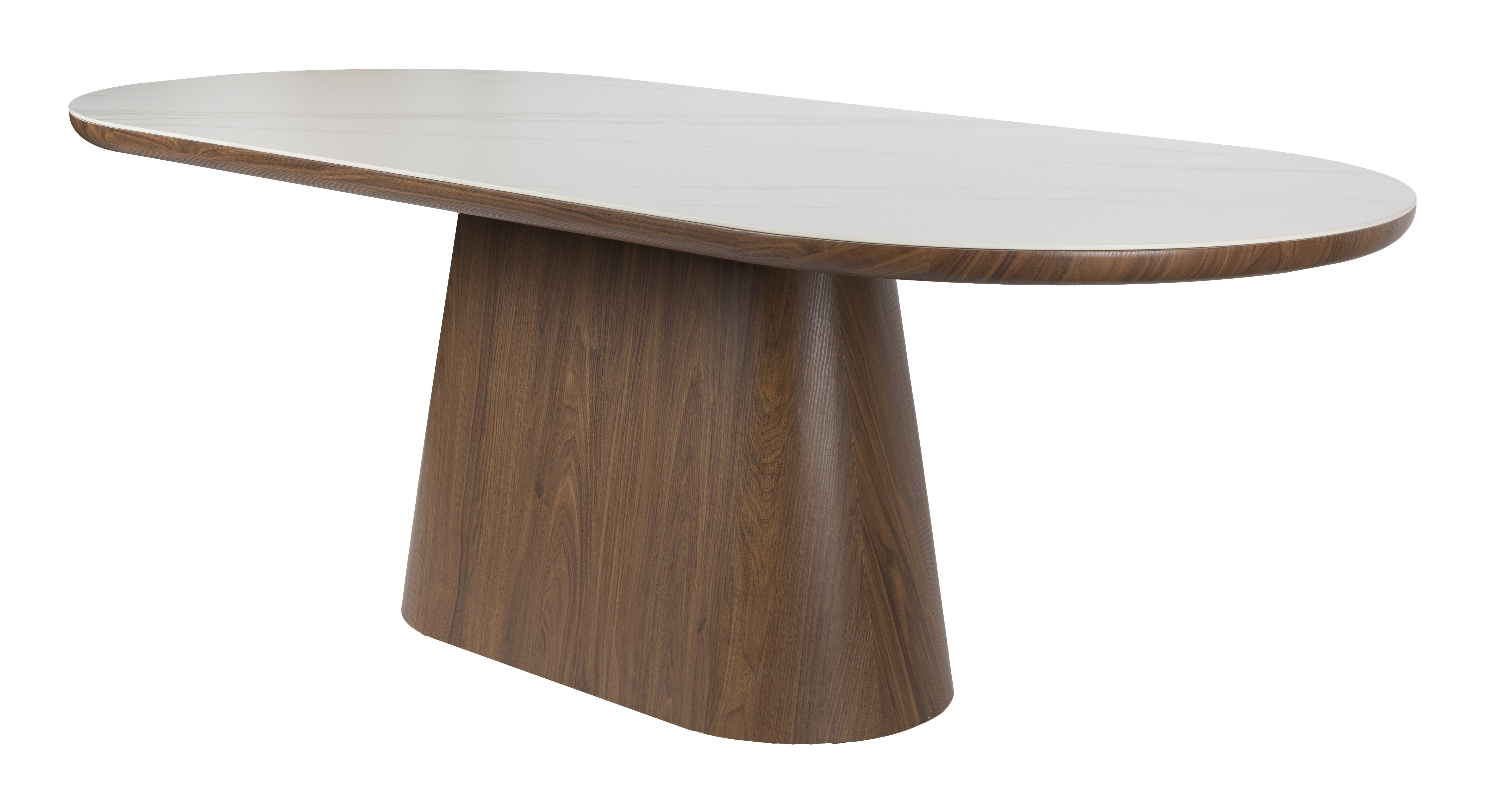 ZILT Ovale Eettafel 'Nathen' Walnoot en marmerlook