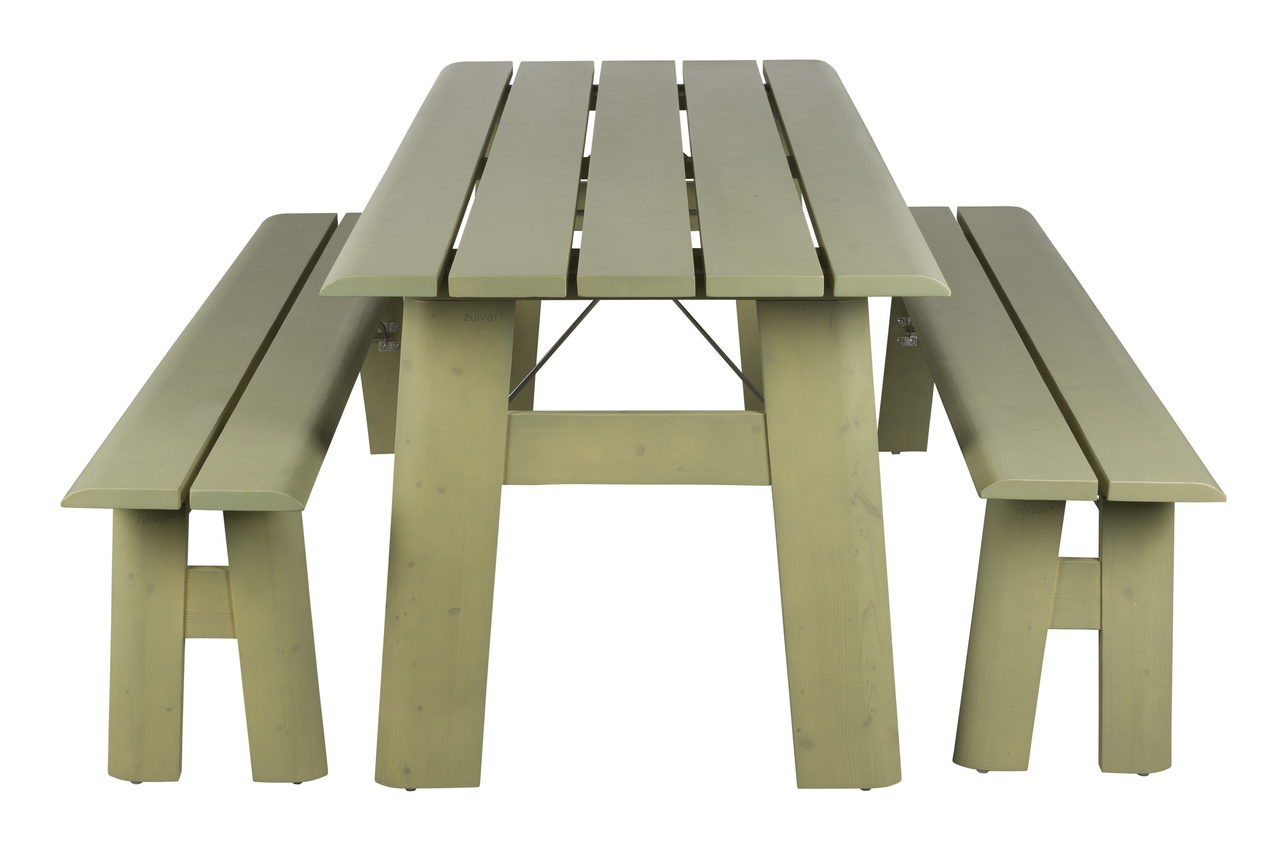 Zuiver Inklapbare Picknickset 'Avenue' Met tuintafel en 2 tuinbanken, kleur Desert Sage