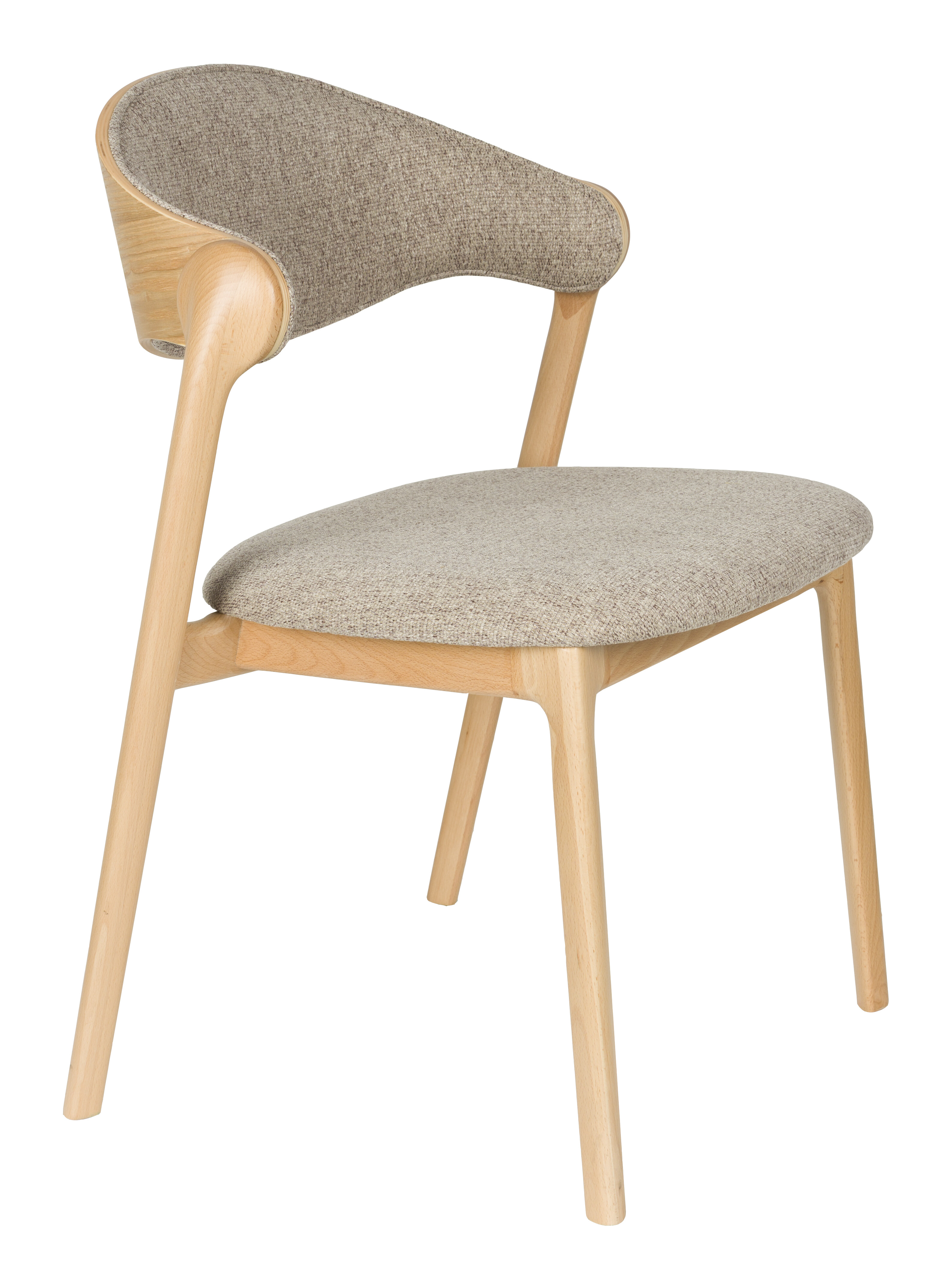 Dutchbone Eetkamerstoel Babington Stof en beukenhout - Naturel