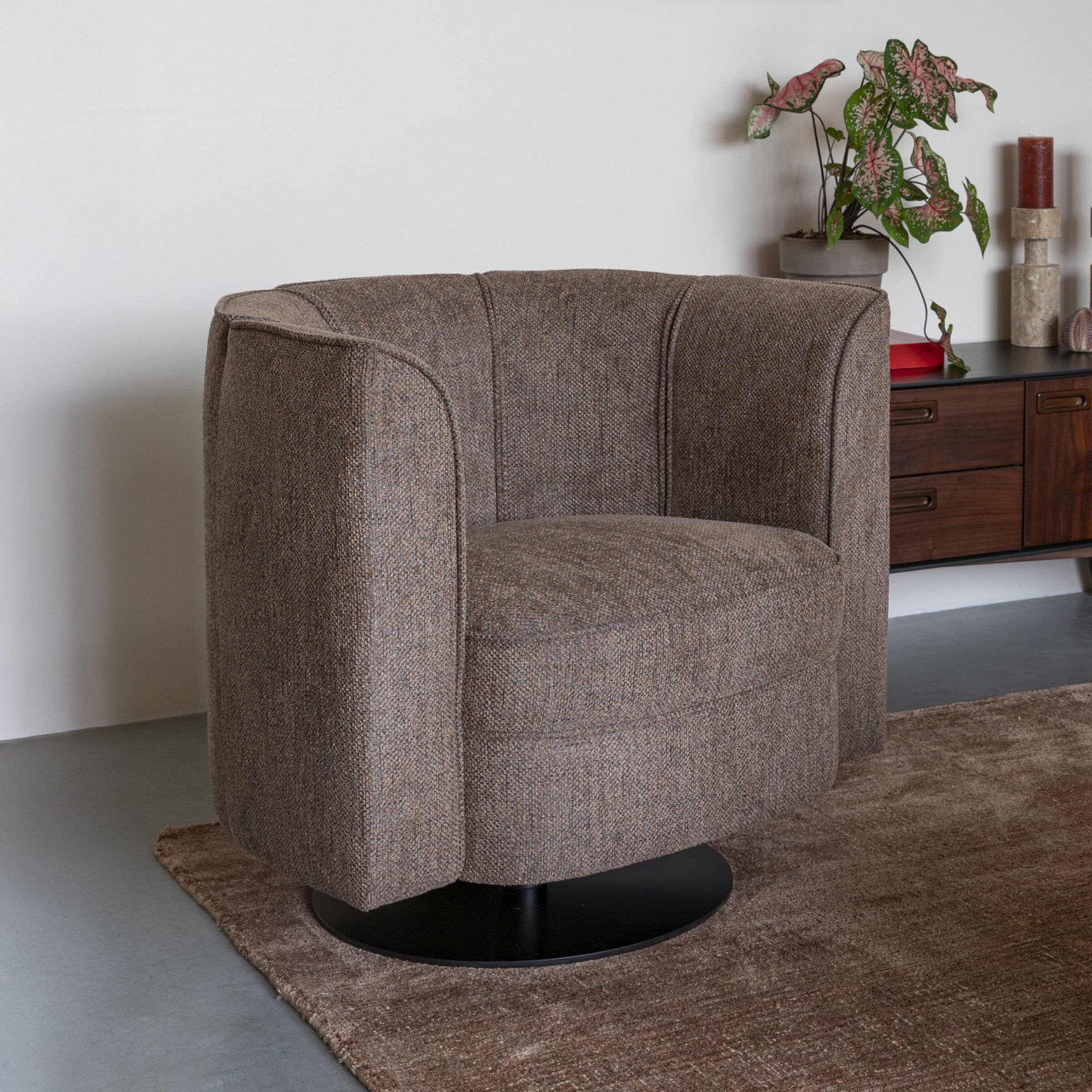 Dutchbone Draaifauteuil 'Flower' Geweven stof