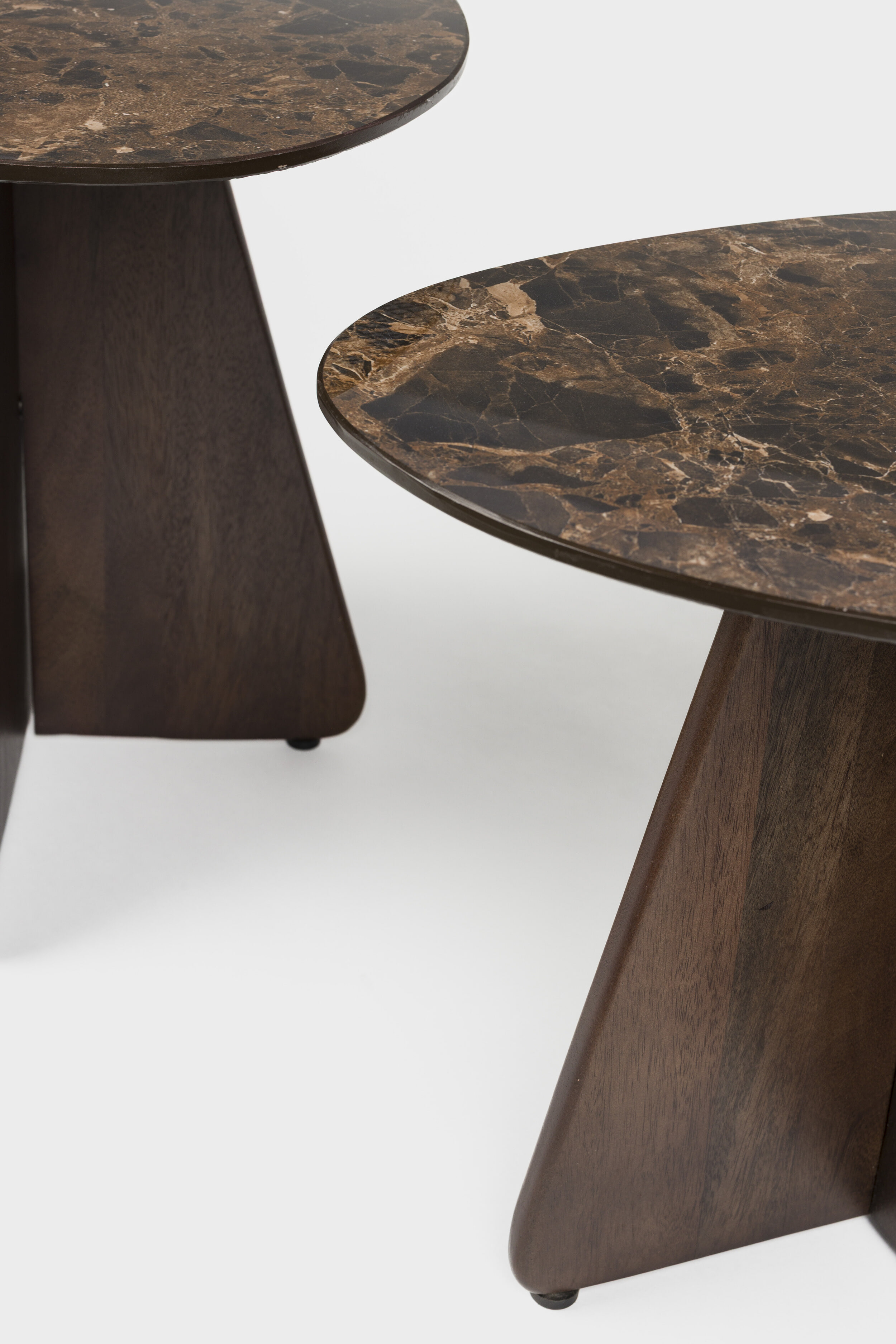 ZILT Organische Bijzettafel 'Rissa' Marmer en mangohout, Set van 2 stuks