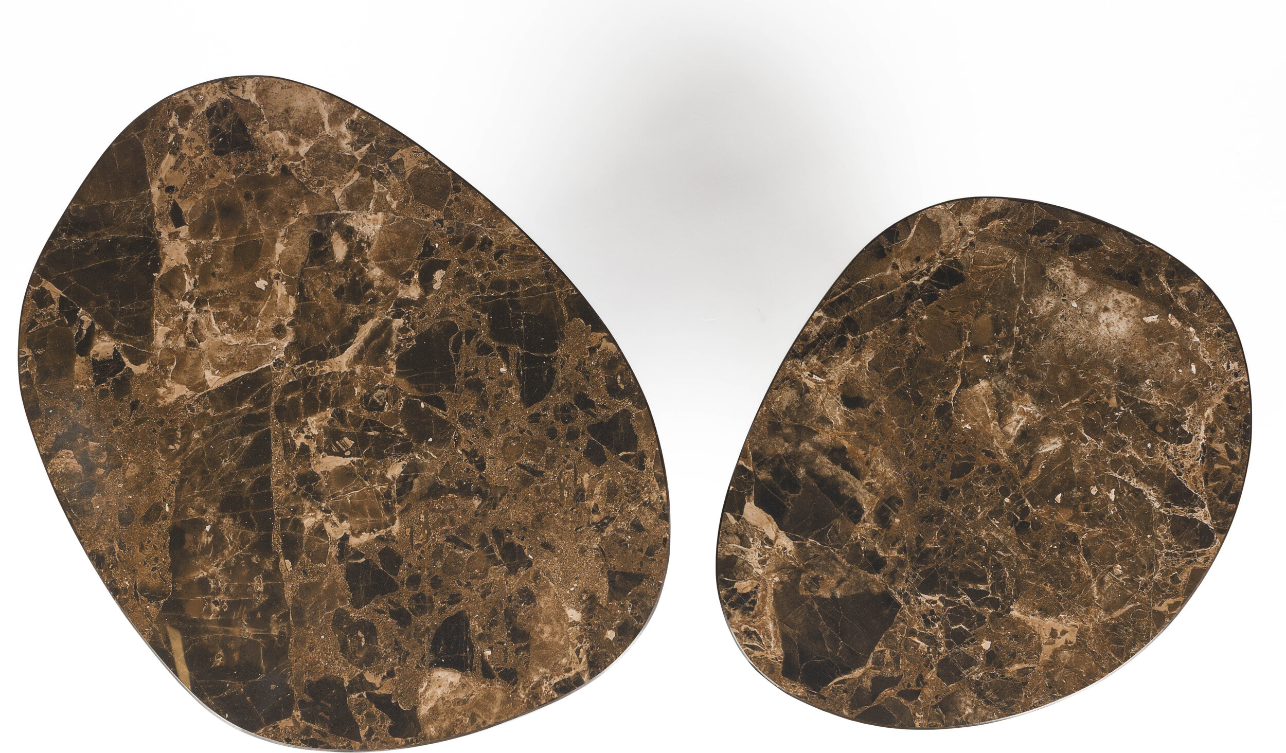 ZILT Organische Bijzettafel 'Rissa' Marmer en mangohout, Set van 2 stuks