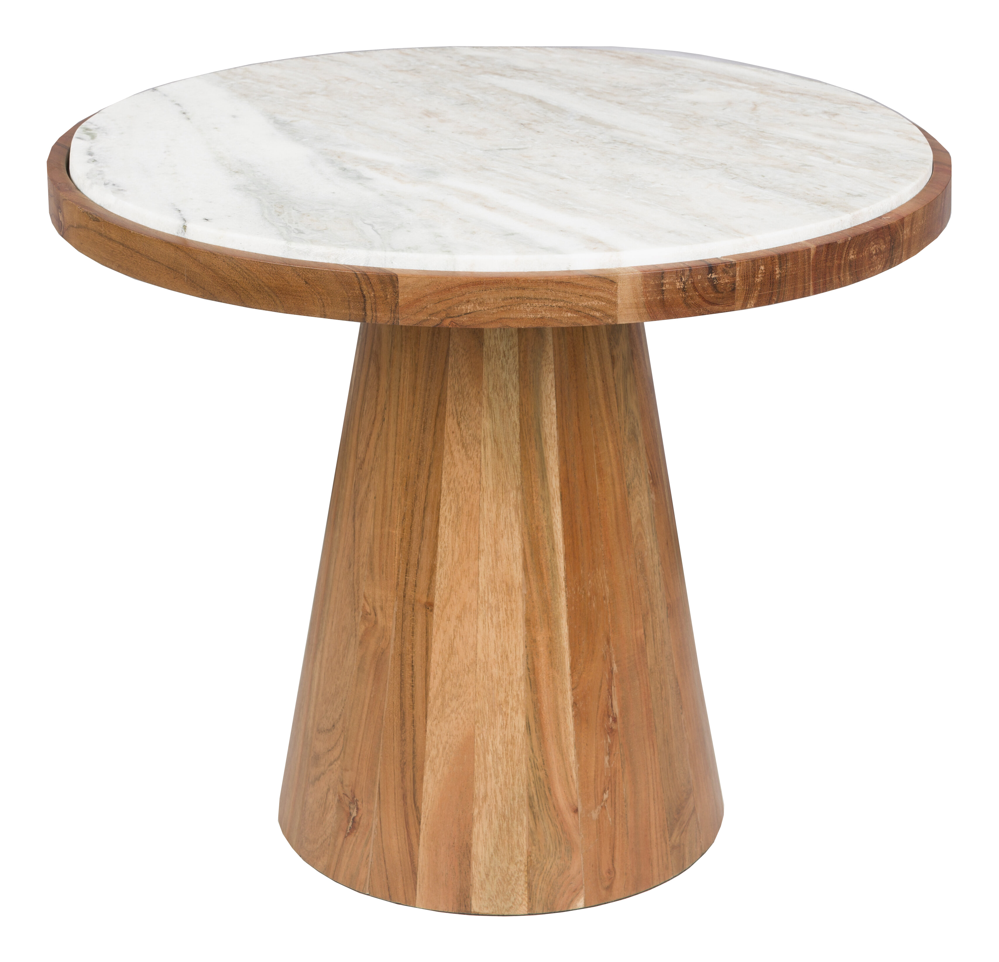 ZILT Ronde Salontafel 'Dejuan' Marmer en acaciahout, 50cm