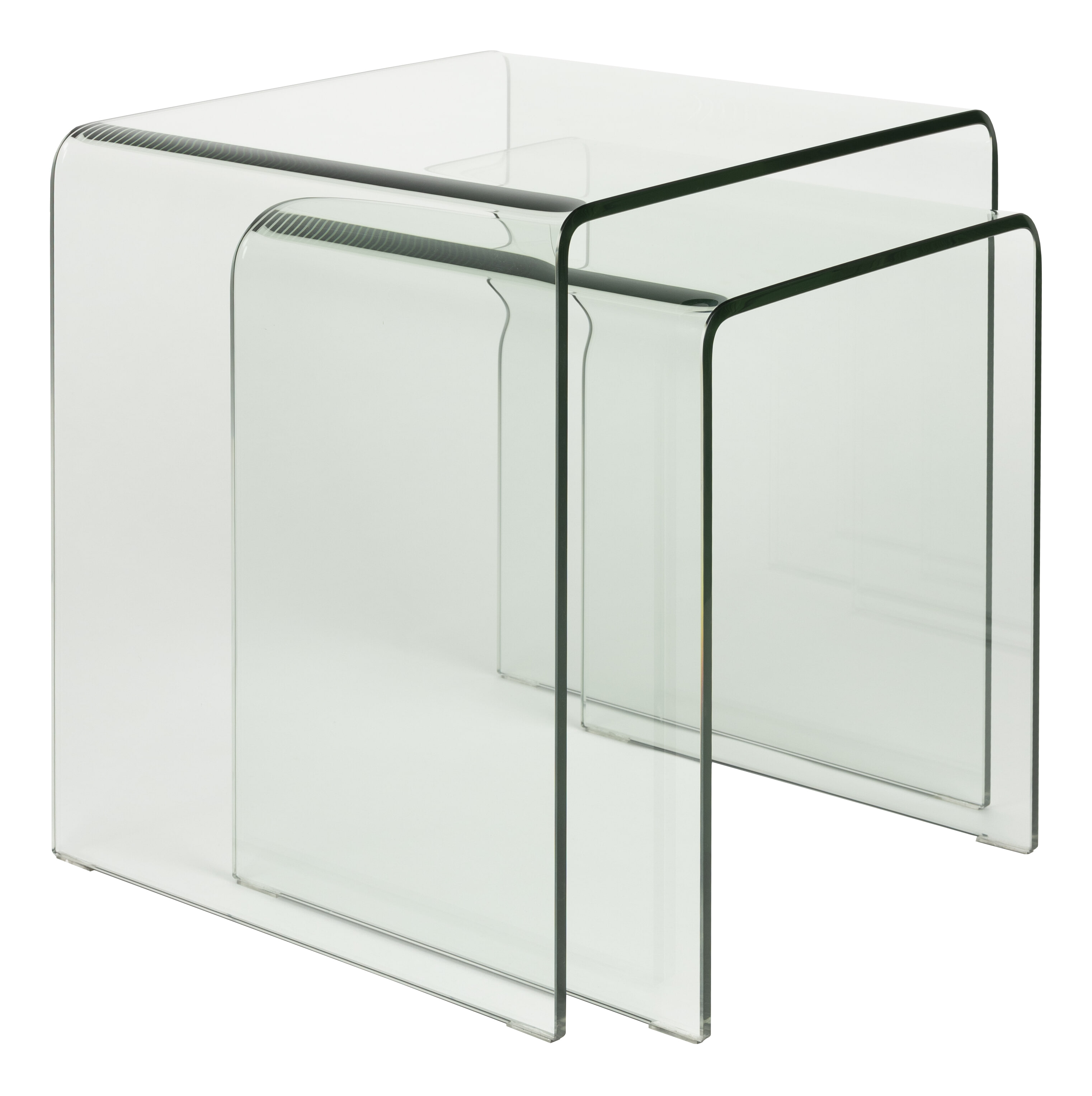 Dutchbone Bijzettafel 'Vetro' Glas, Set van 2 stuks, kleur Transparant