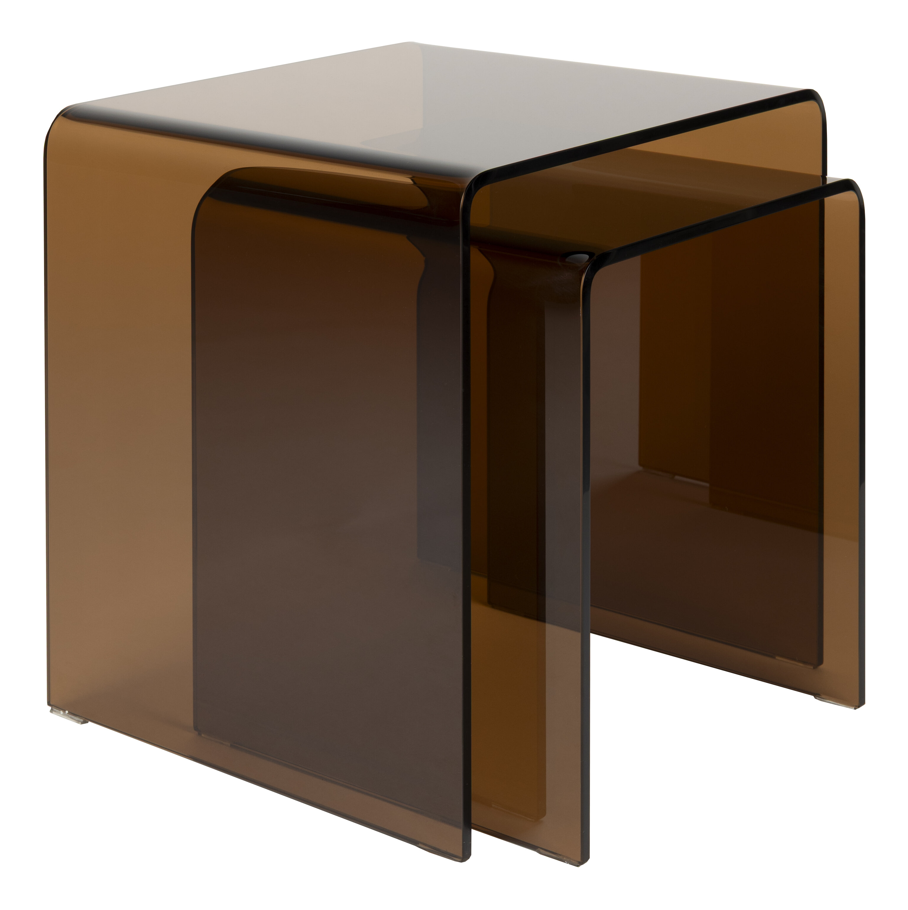 Dutchbone Bijzettafel 'Vetro' Glas, Set van 2 stuks, kleur Bruin