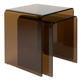 Dutchbone Bijzettafel 'Vetro' Glas, Set van 2 stuks, kleur Bruin