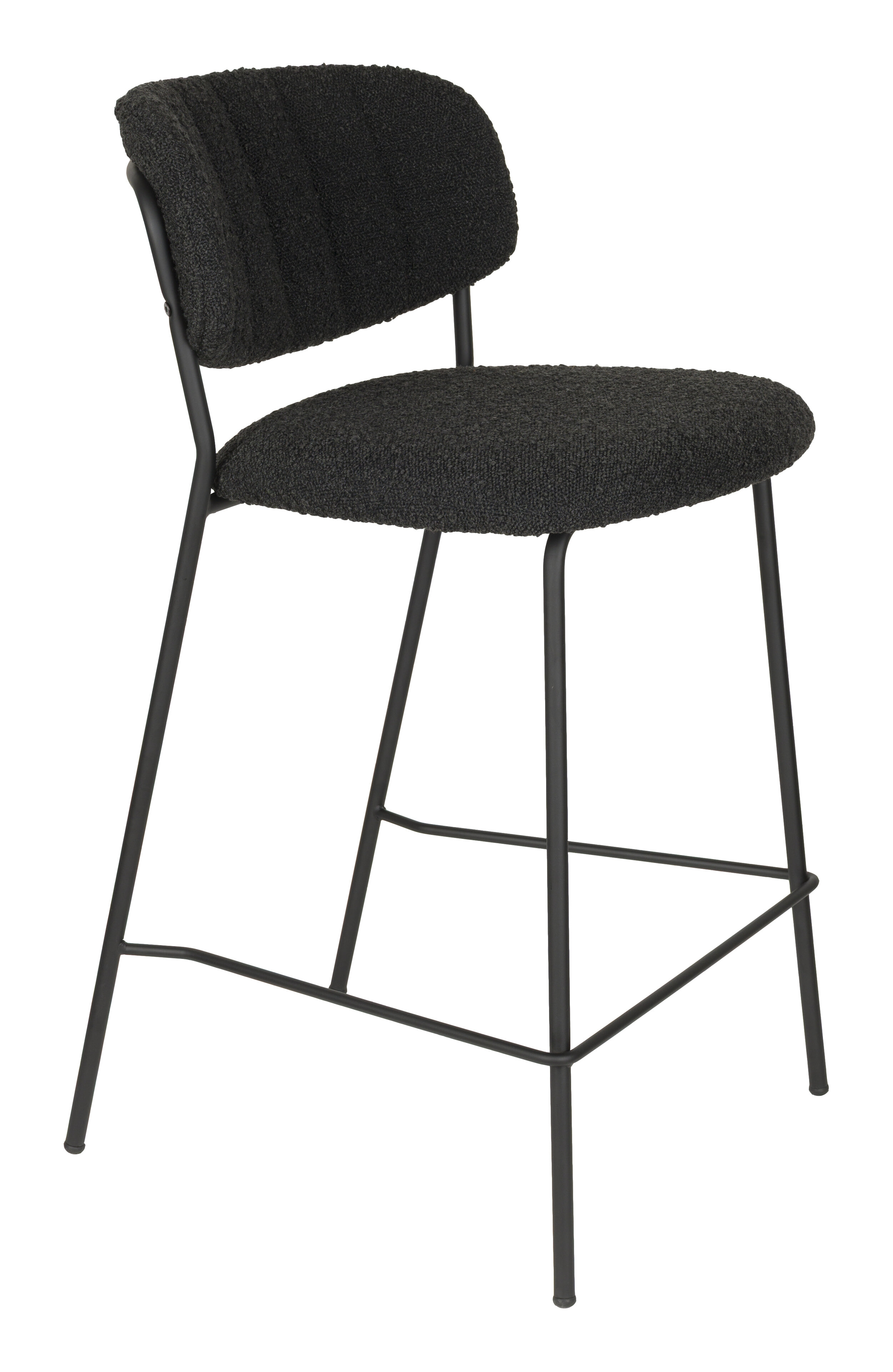 ZILT Barstoel Kolten Bouclé - Zwart (zithoogte 65cm)