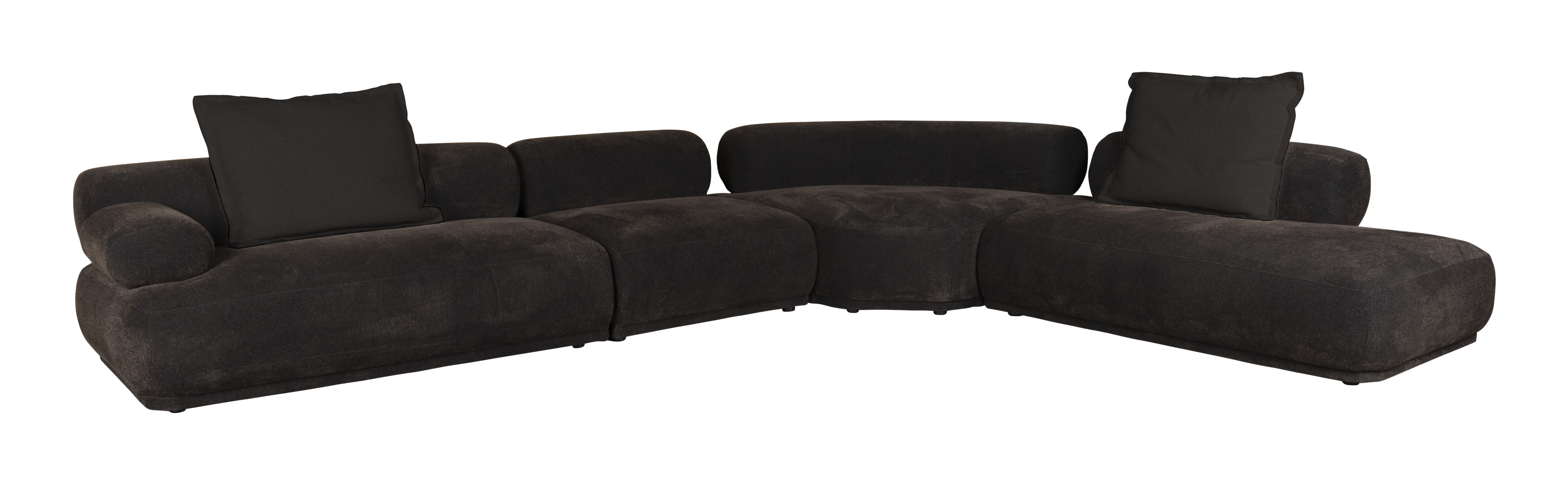 Zuiver 7,5-zits Loungebank 'Rembrandt' 594cm, Ribstof, kleur Donkerbruin
