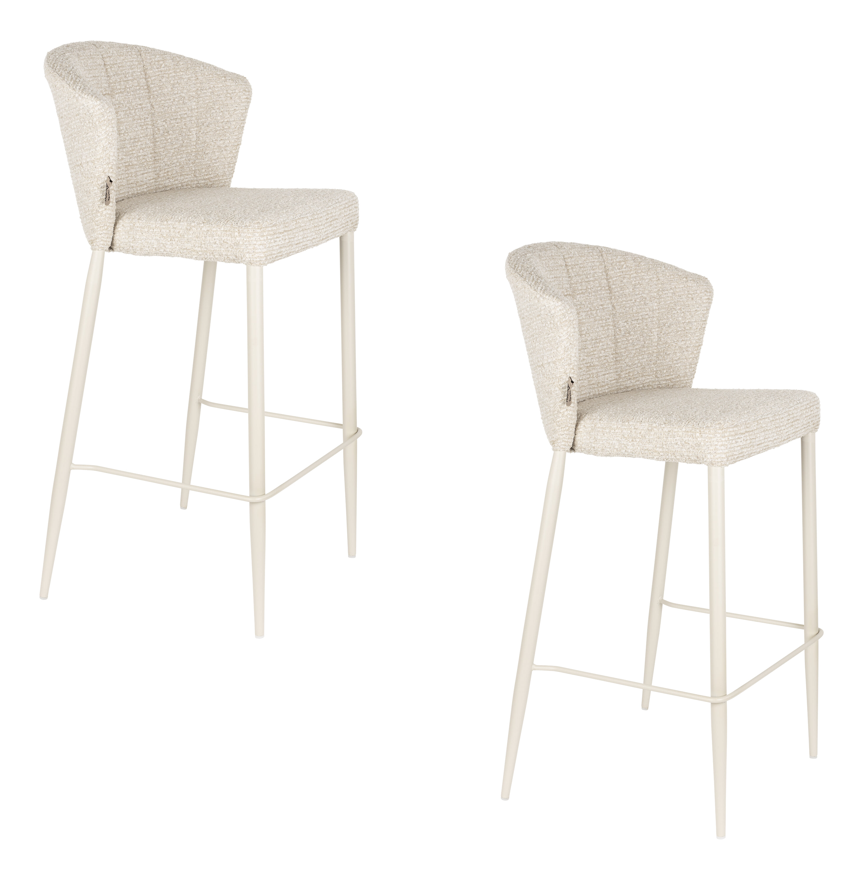 Dutchbone Barkruk 'Georgia' Chenille, kleur Beige (zithoogte 75cm)