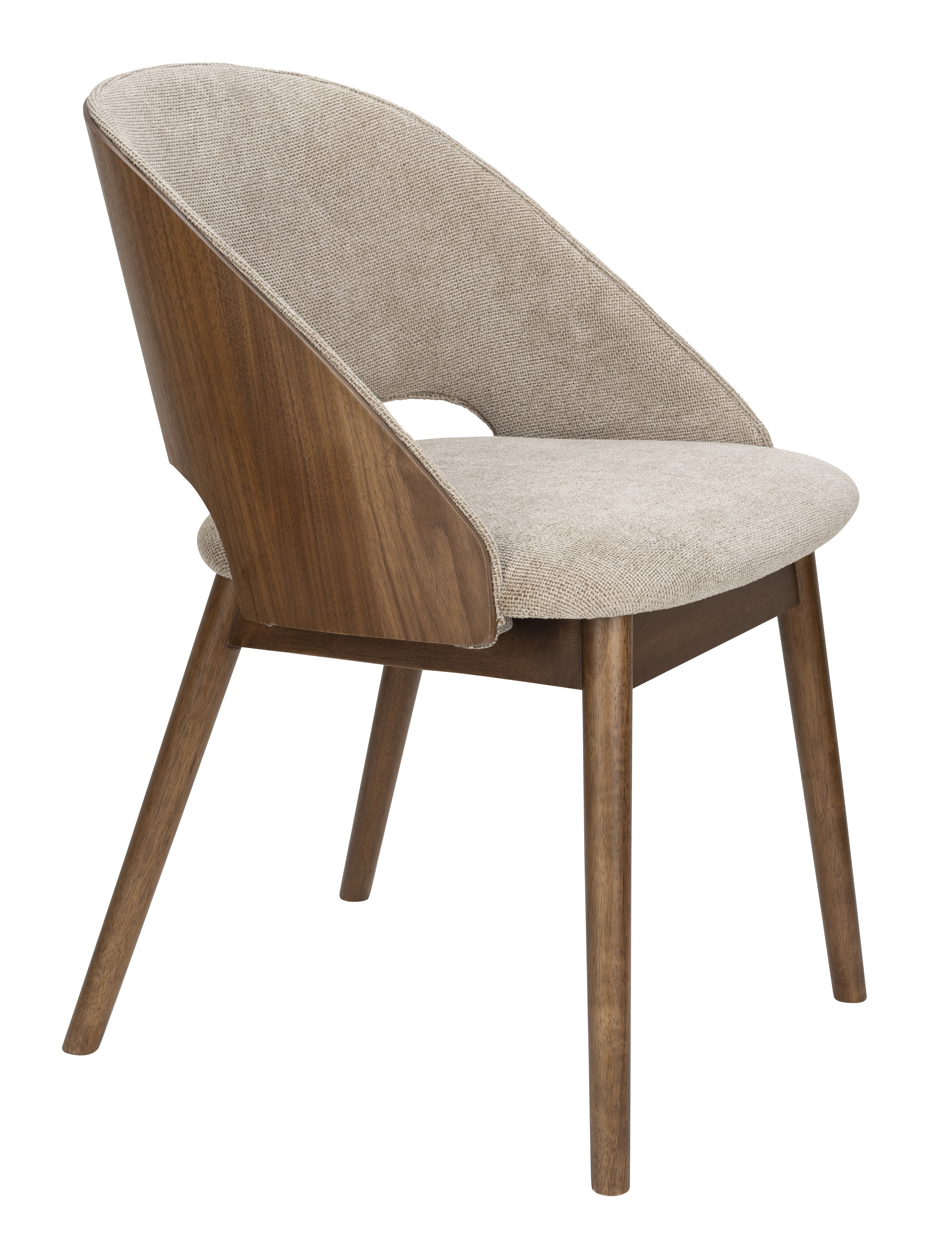 Dutchbone Eetkamerstoel Velore Geweven stof en hout - Beige