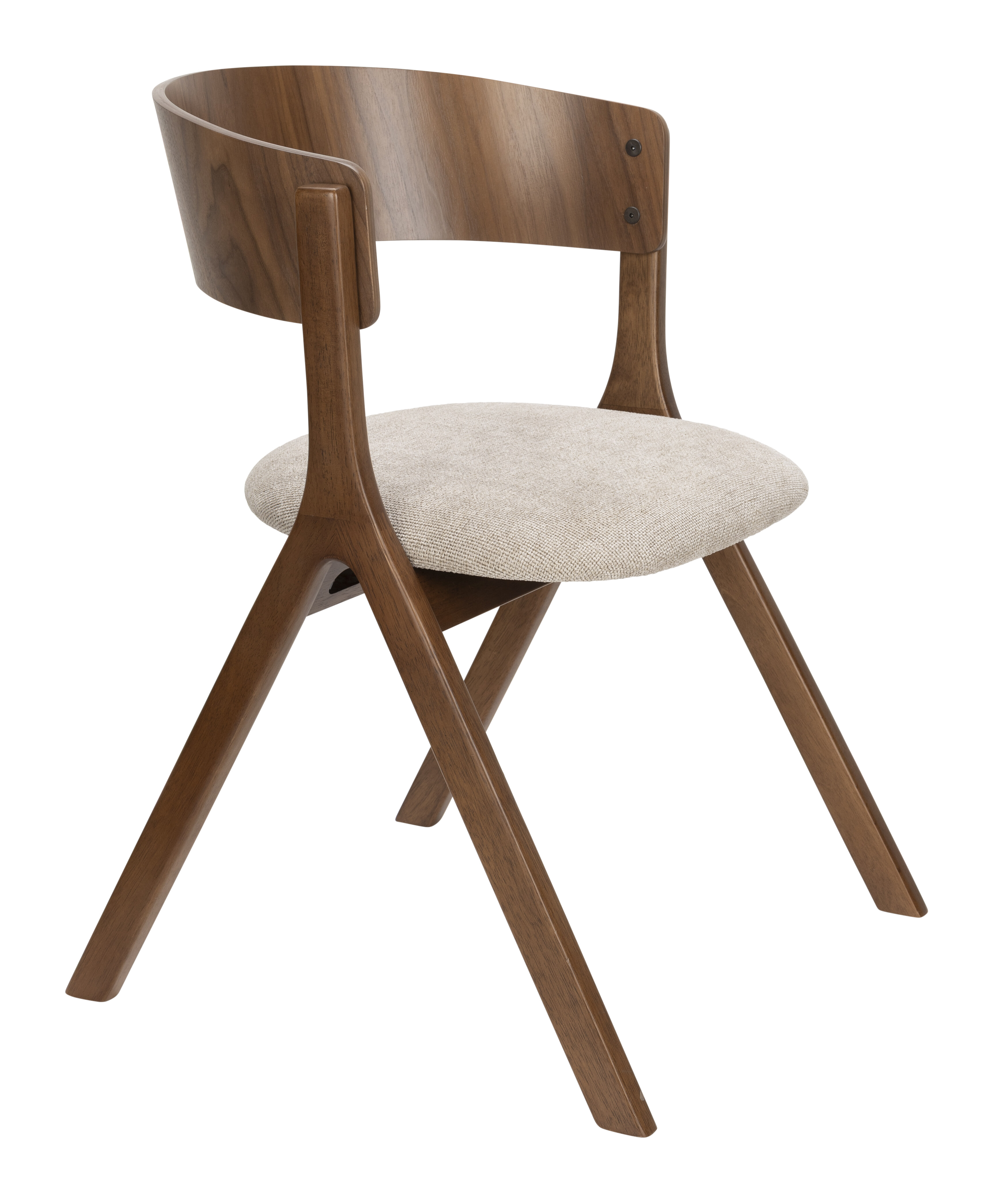 Dutchbone Eetkamerstoel Bresso Geweven stof en hout - Beige