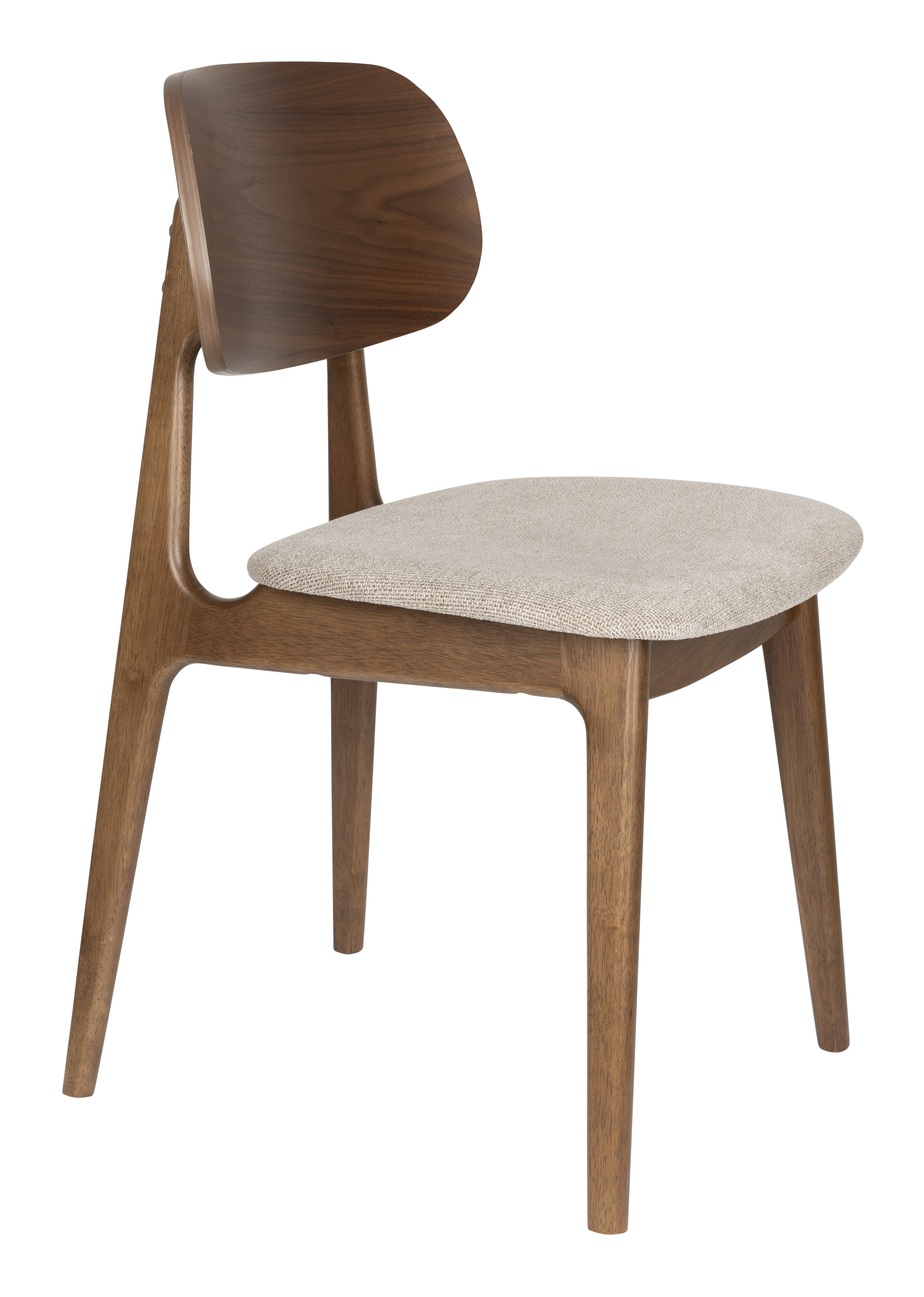 Dutchbone Eetkamerstoel Marais Geweven stof en hout - Beige/Hout