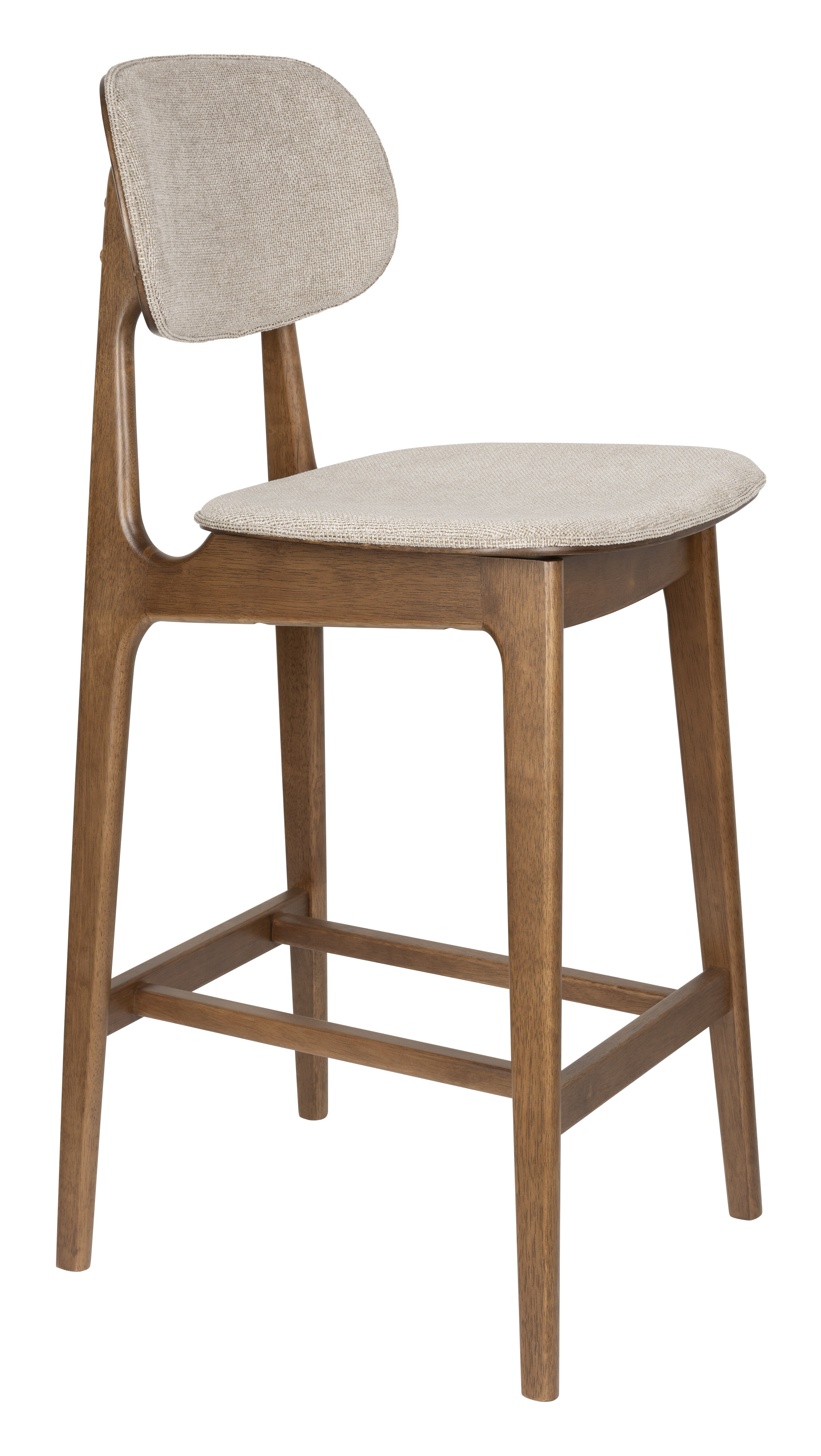 Dutchbone Barstoel Marais Geweven stof en hout - Beige (zithoogte 68cm)