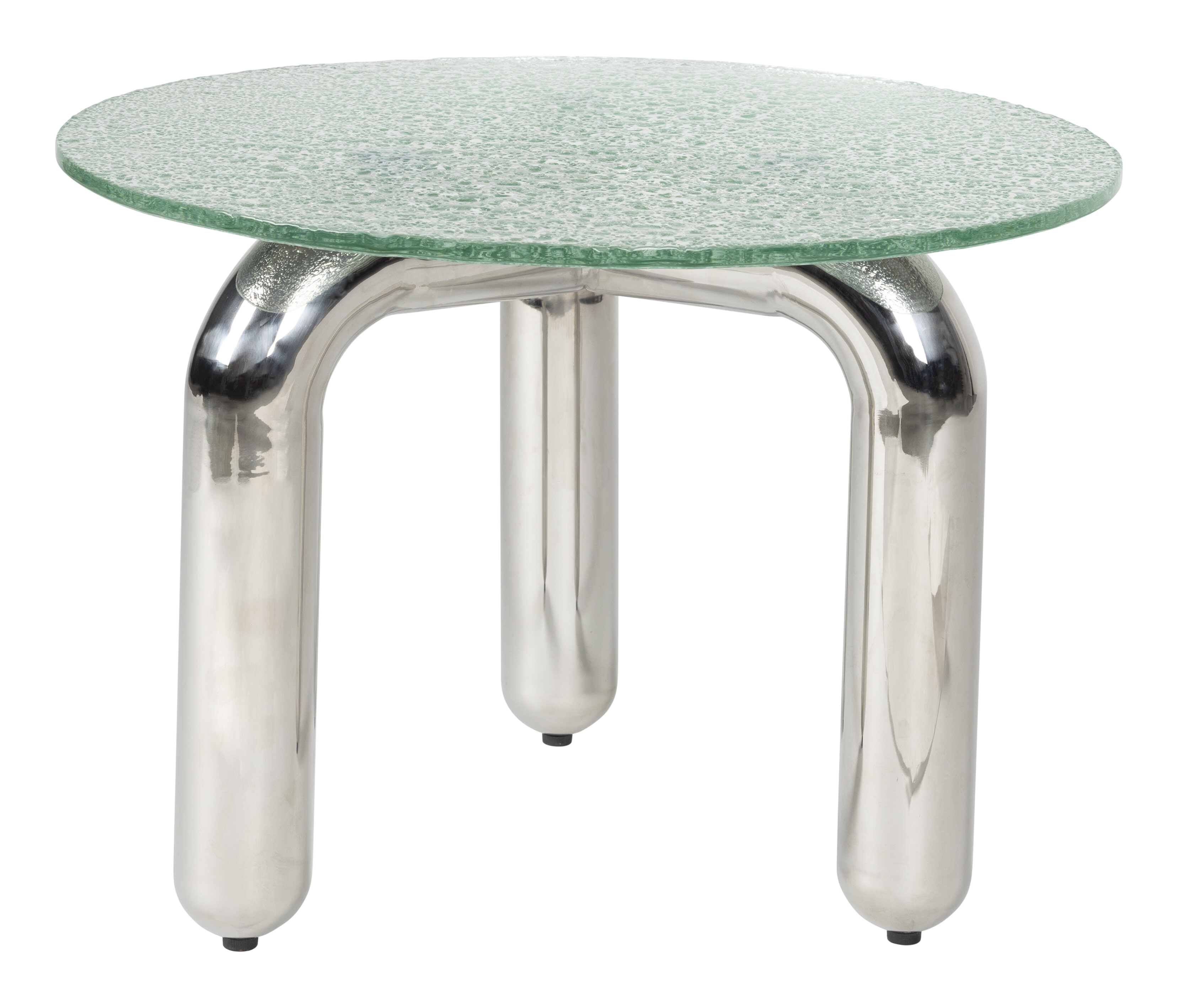 Dutchbone Ronde Bijzettafel Marly Glas en chroom, 60cm - Transparant