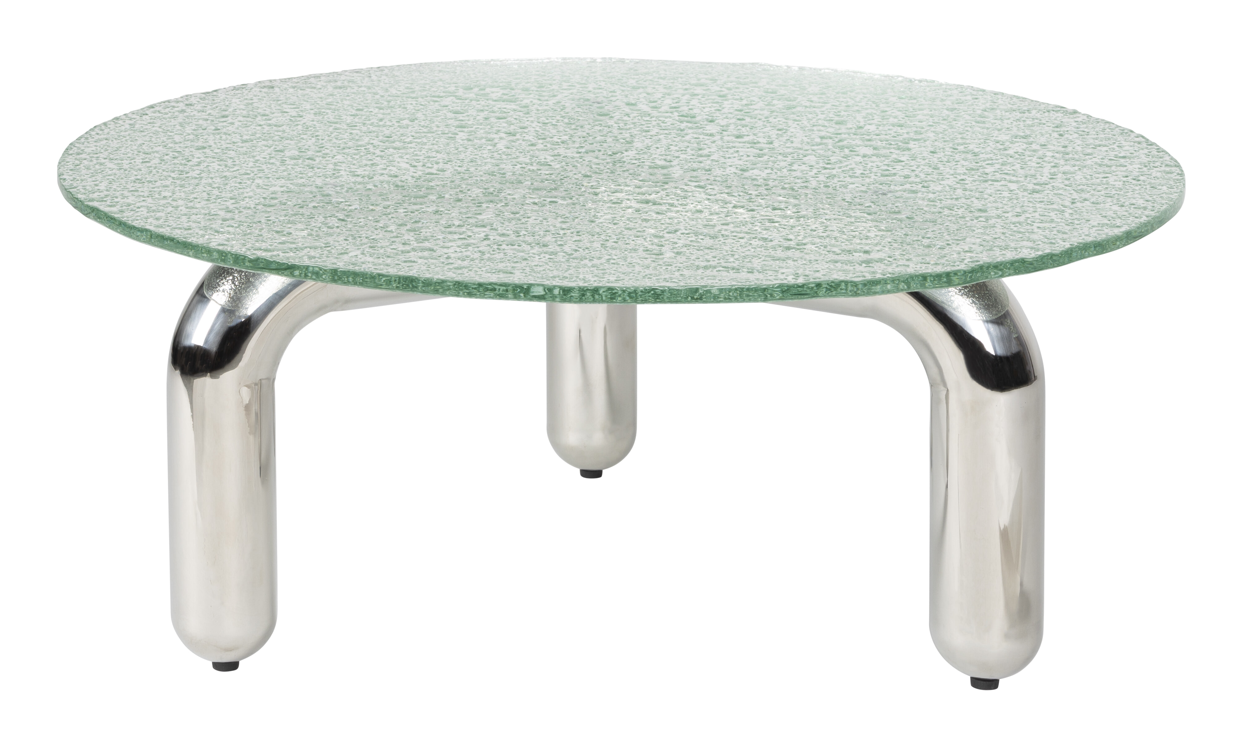 Dutchbone Ronde Salontafel Marly Glas en chroom, 80cm - Transparant,Zilver