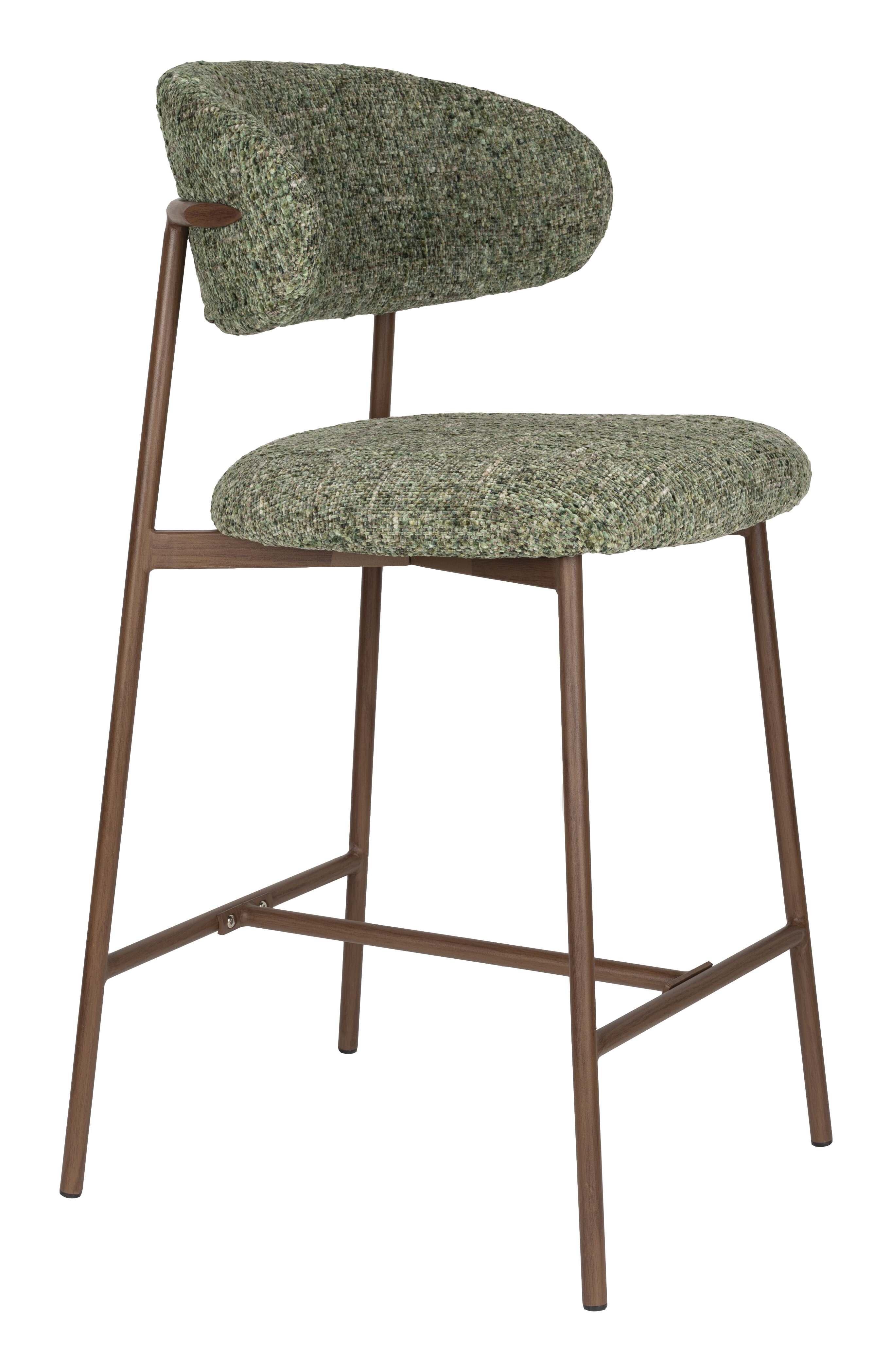 ZILT Barstoel 'Arlena' Geweven stof, kleur Groen (zithoogte 65cm)