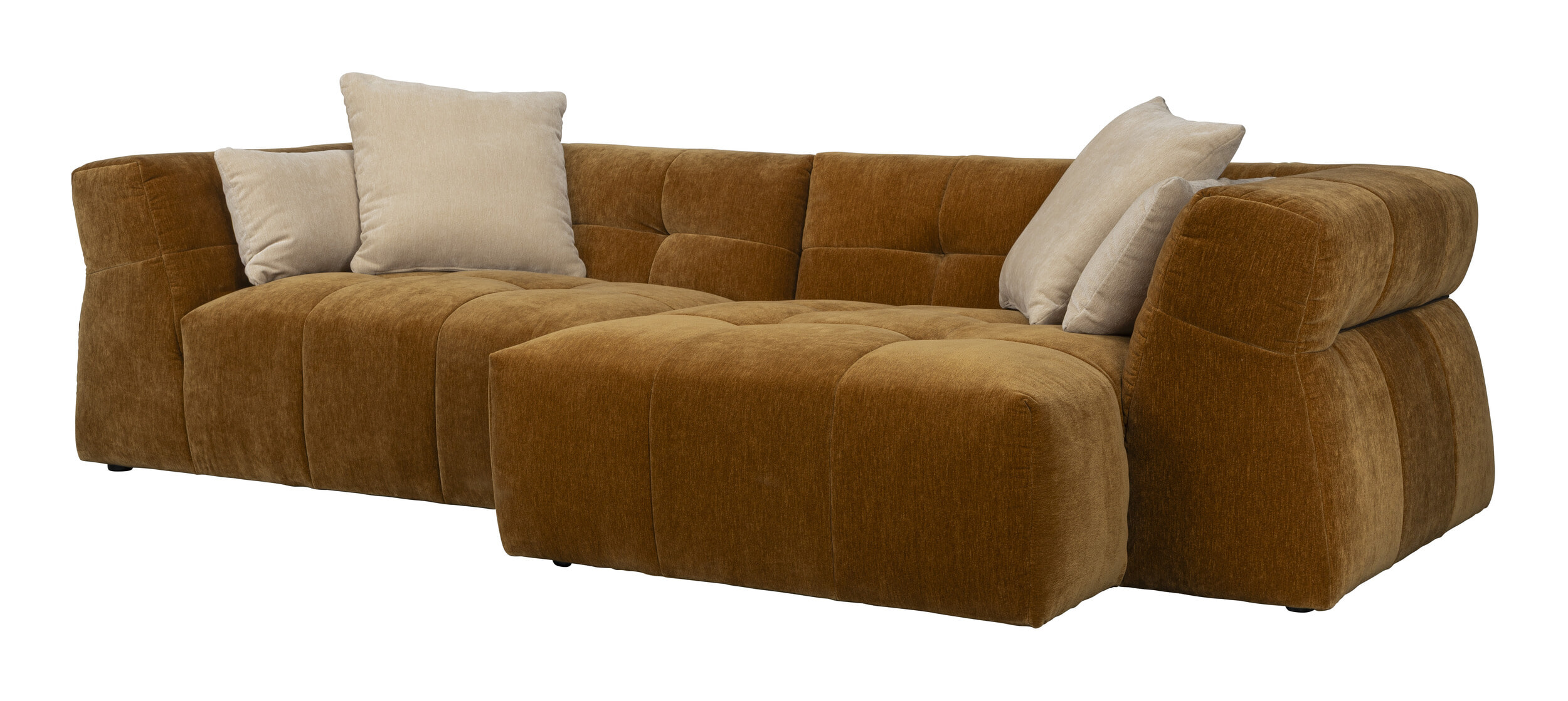 Dutchbone Loungebank Hodge Rechts, 278cm, Velvet - Oker