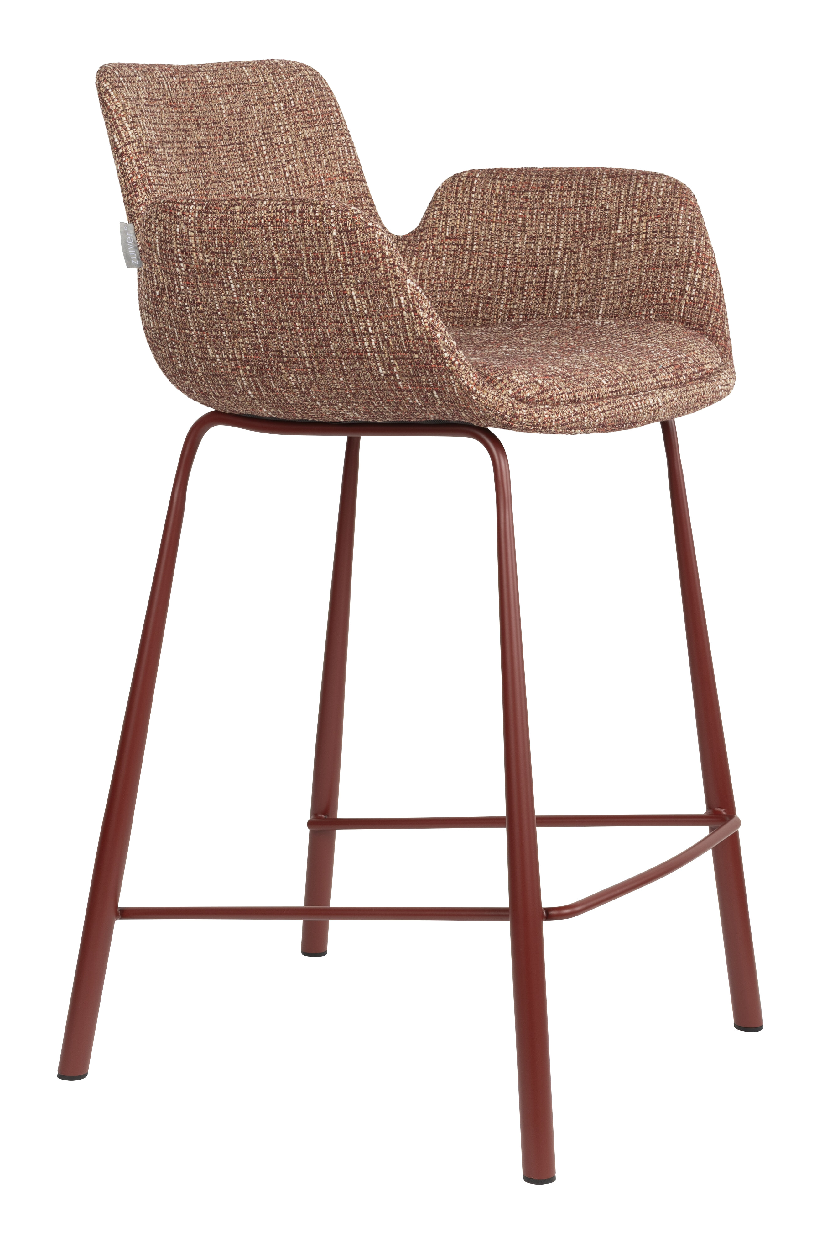 Zuiver Barkruk Brit Grof Bouclé - Rood (zithoogte 67cm)