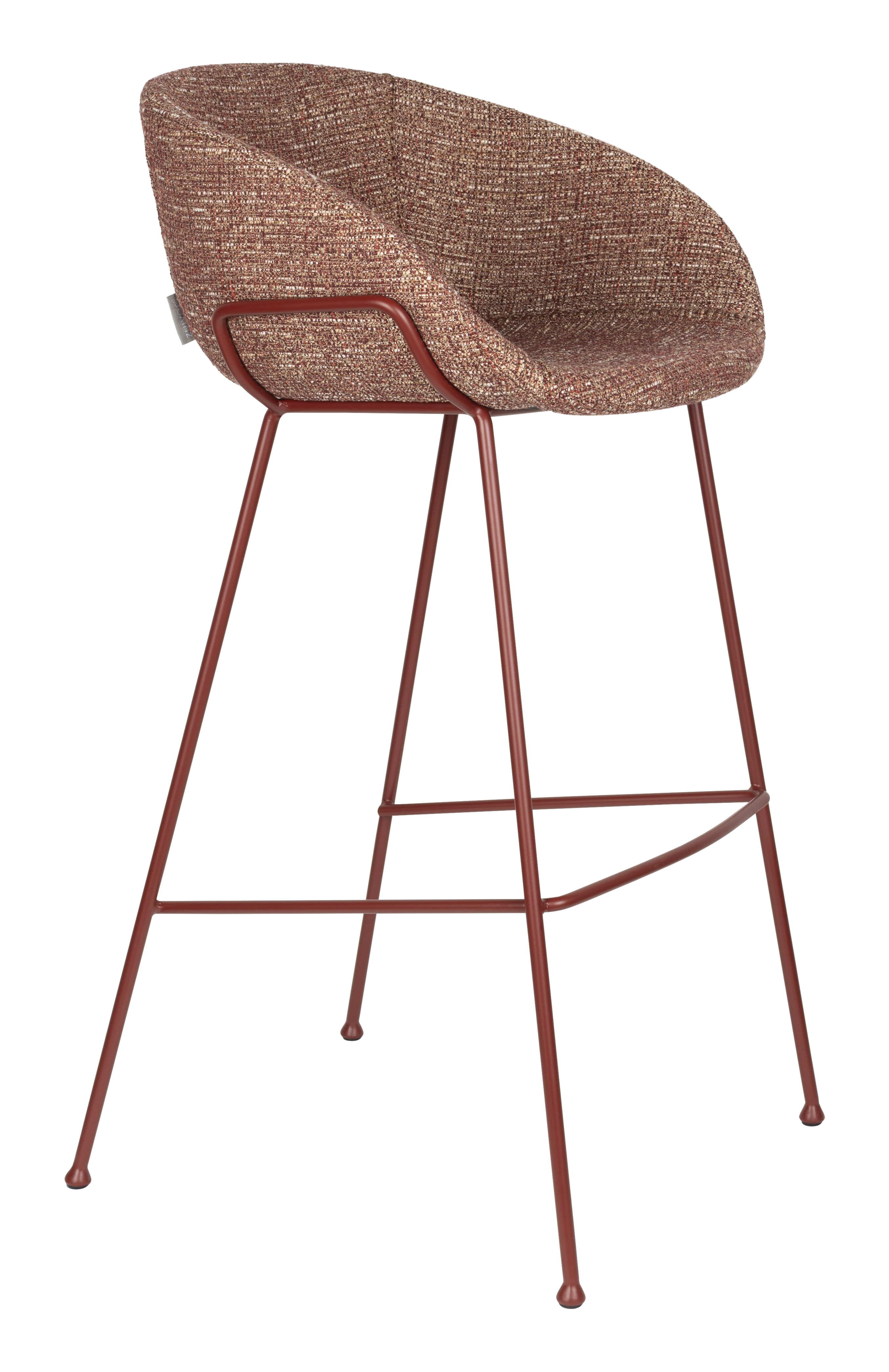 Zuiver Barkruk Feston Chenille - Roodbruin (zithoogte 76cm)