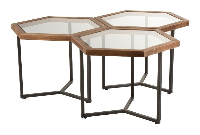 J-Line Bijzettafel 'Lucrèce' Hexagon, set van 3 stuks J-Line Bijzettafel 'Lucrèce' Hexagon, set van 3 stuks
