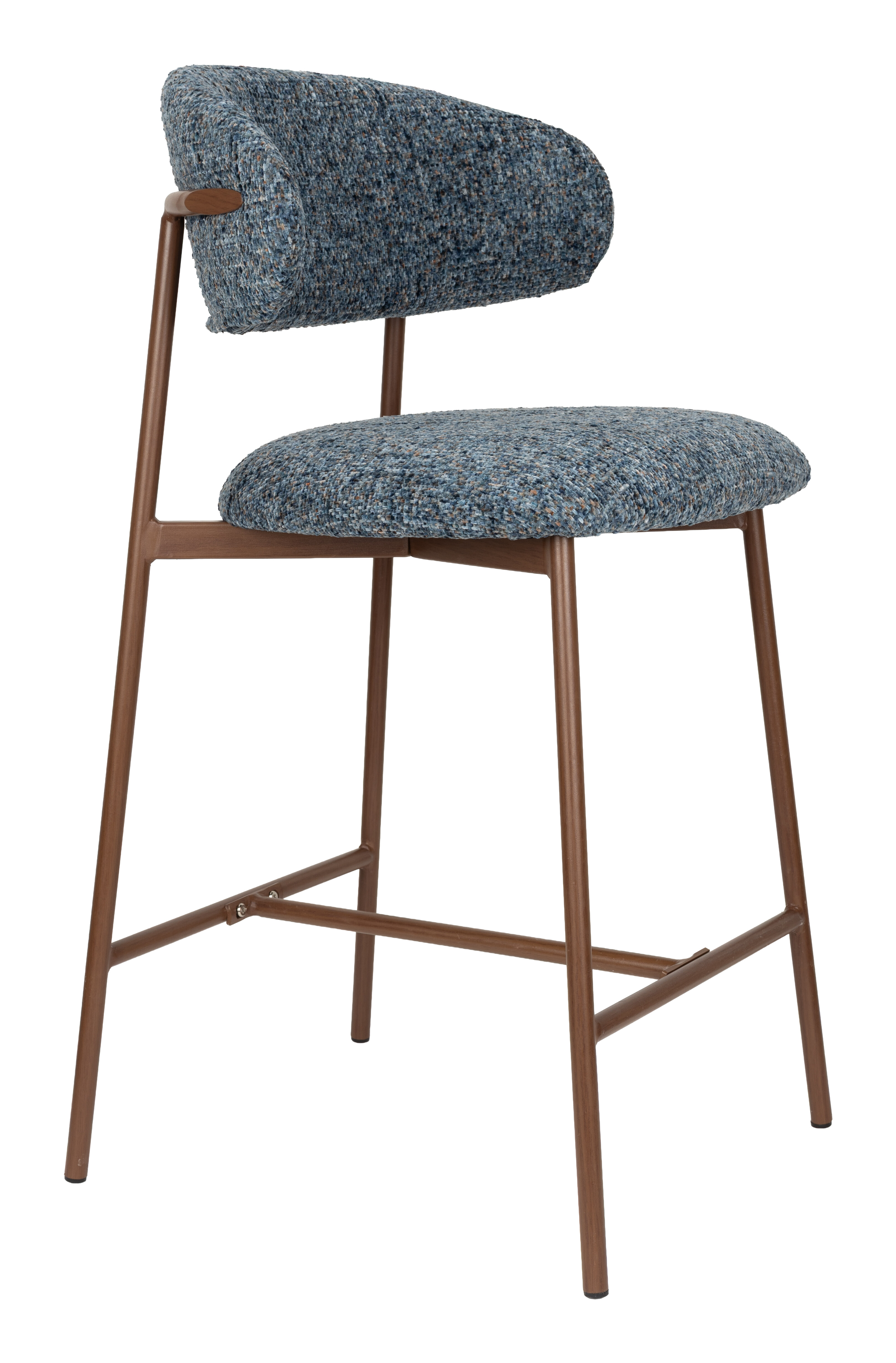 ZILT Barkruk Claes Gemêleerde stof - Blauw (zithoogte 65cm)