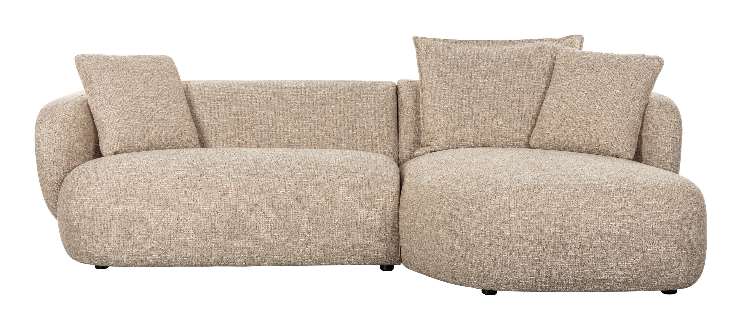 Zuiver Organische Loungebank Stones Rechts, 236cm, Grof geweven stof - Lichtbruin