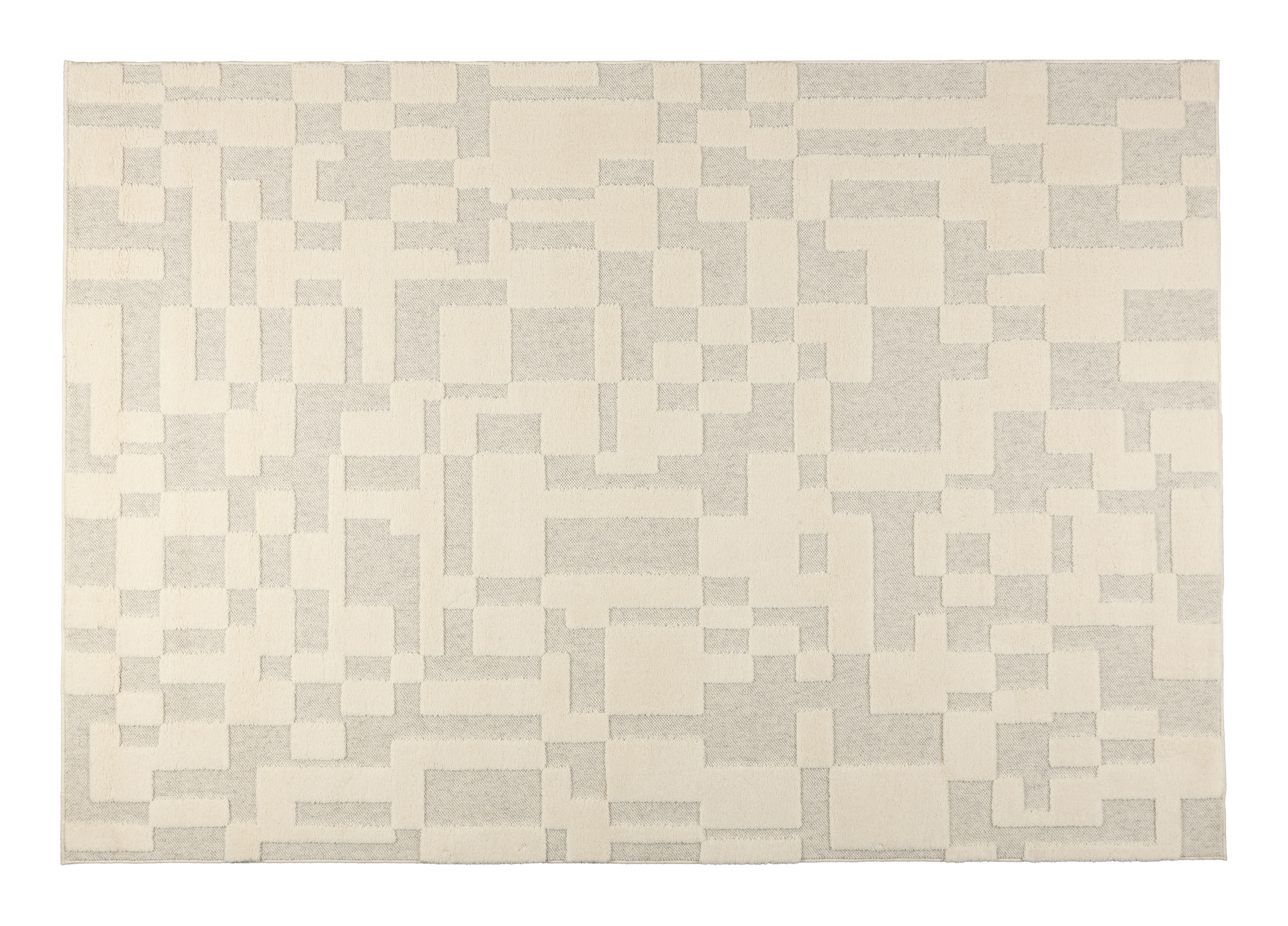 Zuiver Vloerkleed Bricks Wol, 200 x 300cm - Grijs/Beige