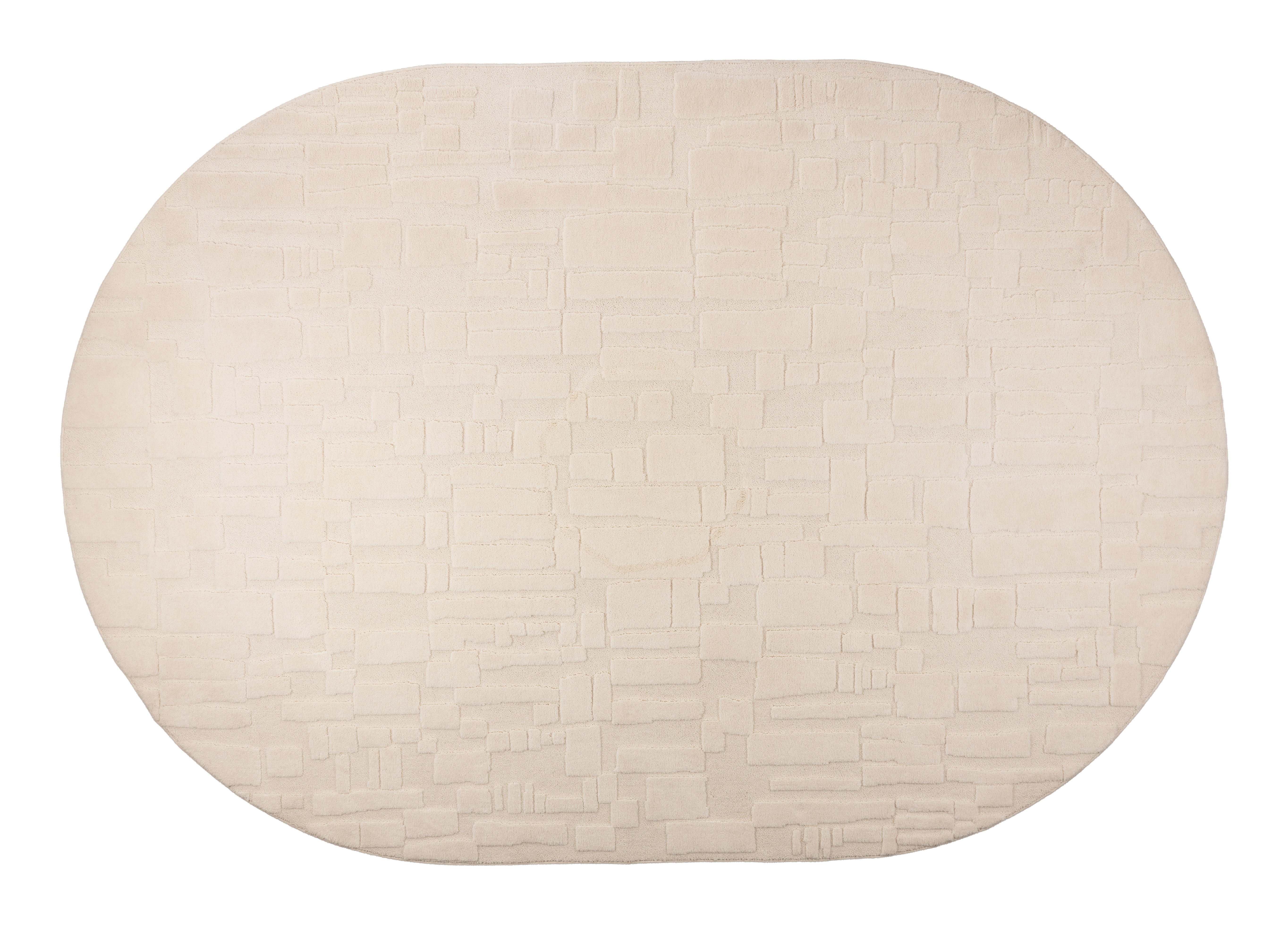 Zuiver Ovaal Vloerkleed Bricks Wol, 200 x 290cm - Beige