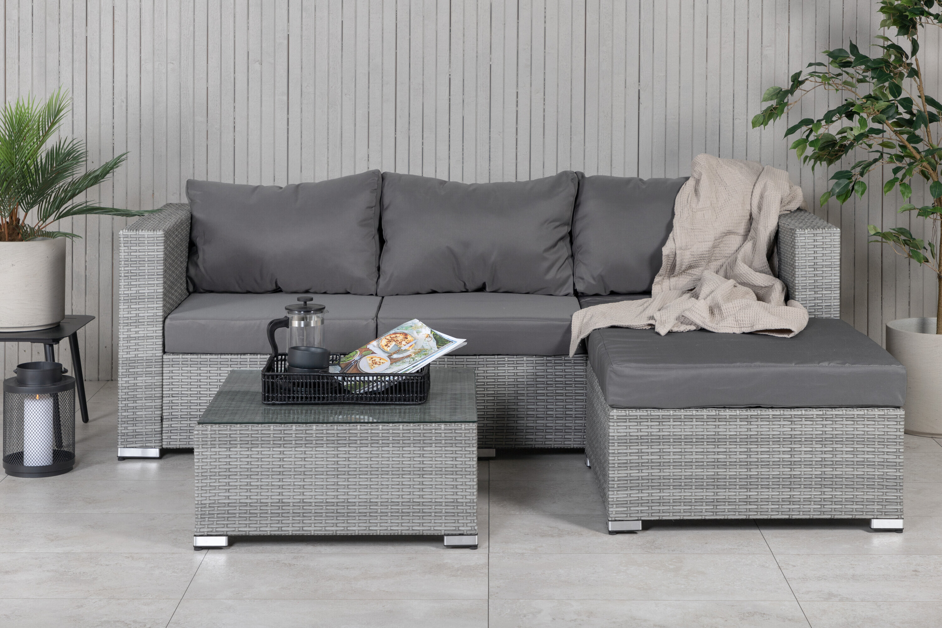 Nohr Loungeset 'Marshon' Met loungebank en tafel, kleur Grijs