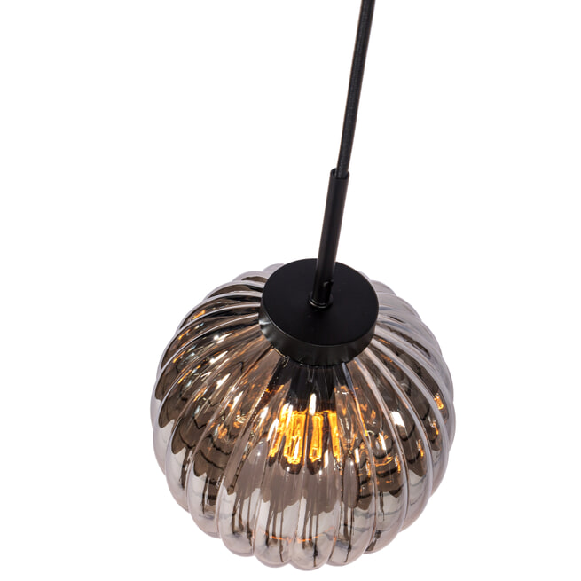 BASE Hanglamp 'Melin' 4-lamps Smoke-glas met reliëf