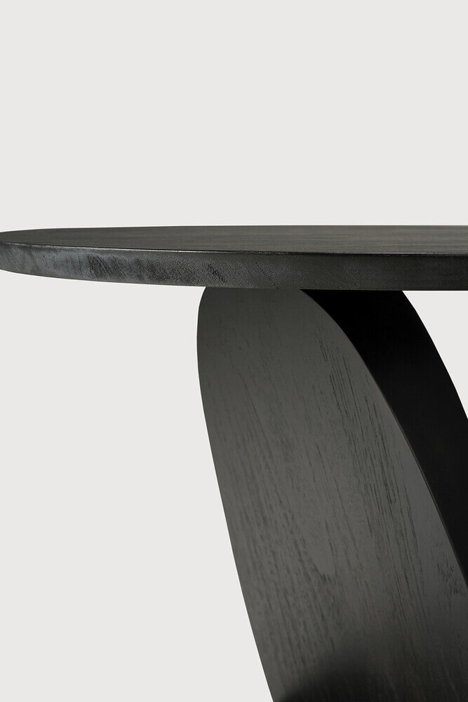 Ethnicraft Ronde Bijzettafel 'Oblic' Gevernist Teakhout, 52cm, kleur Zwart