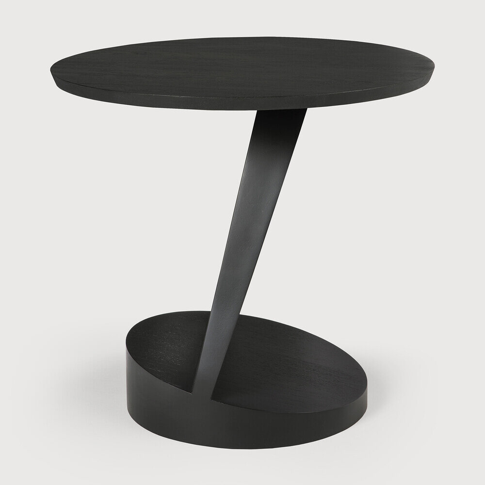 Ethnicraft Ronde Bijzettafel 'Oblic' Gevernist Teakhout, 52cm, kleur Zwart