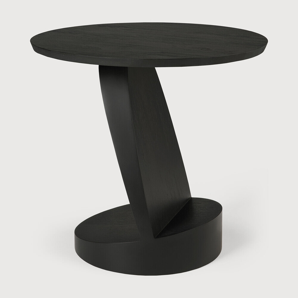Ethnicraft Ronde Bijzettafel 'Oblic' Gevernist Teakhout, 52cm, kleur Zwart
