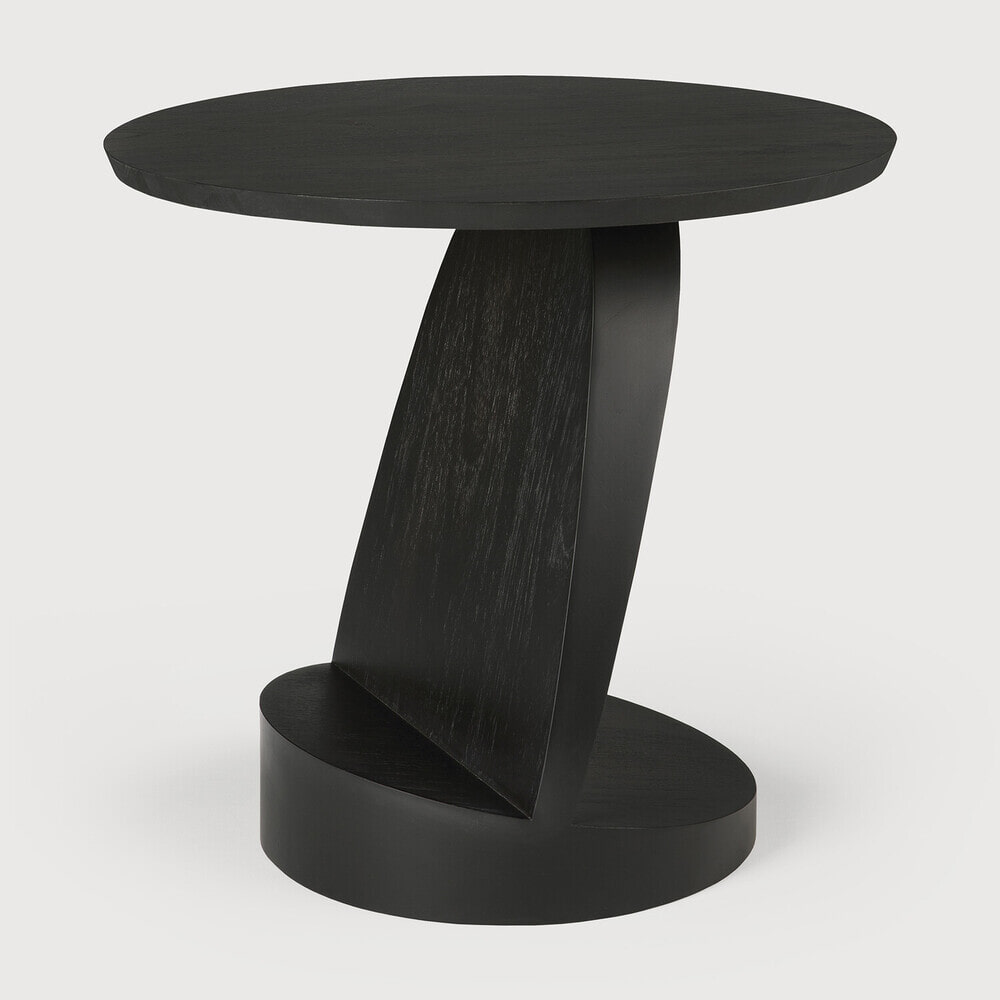Ethnicraft Ronde Bijzettafel 'Oblic' Gevernist Teakhout, 52cm, kleur Zwart