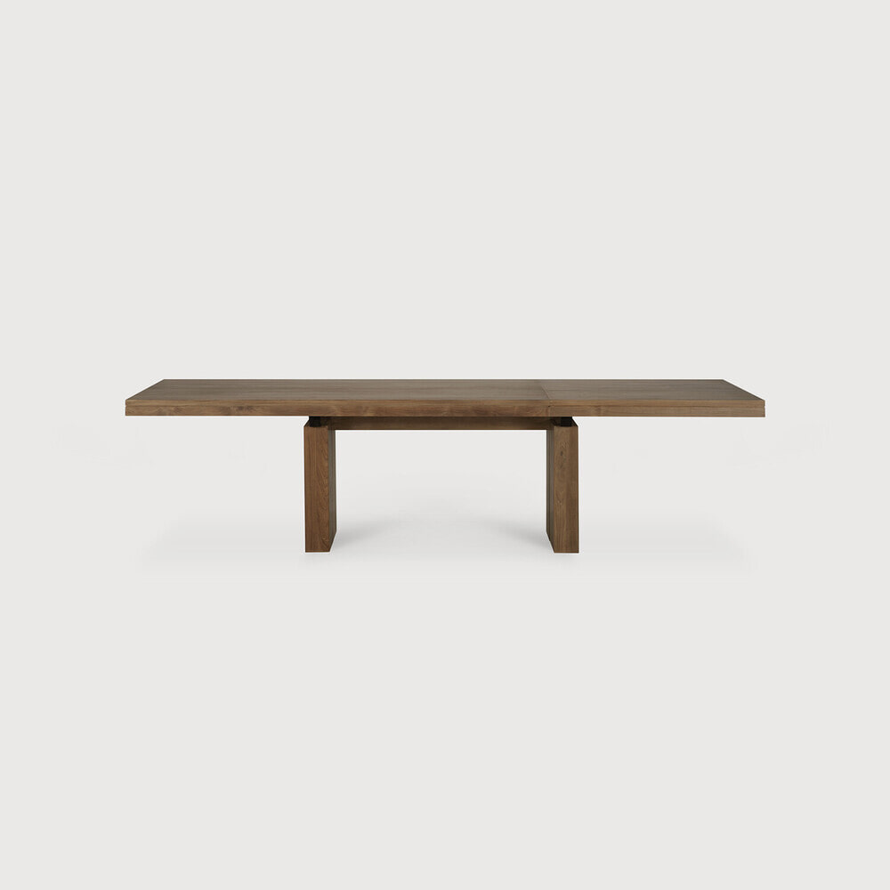 Ethnicraft Uitschuifbare Eettafel 'Double' Ruw Teakhout, 200/300 x 100cm, kleur Bruin